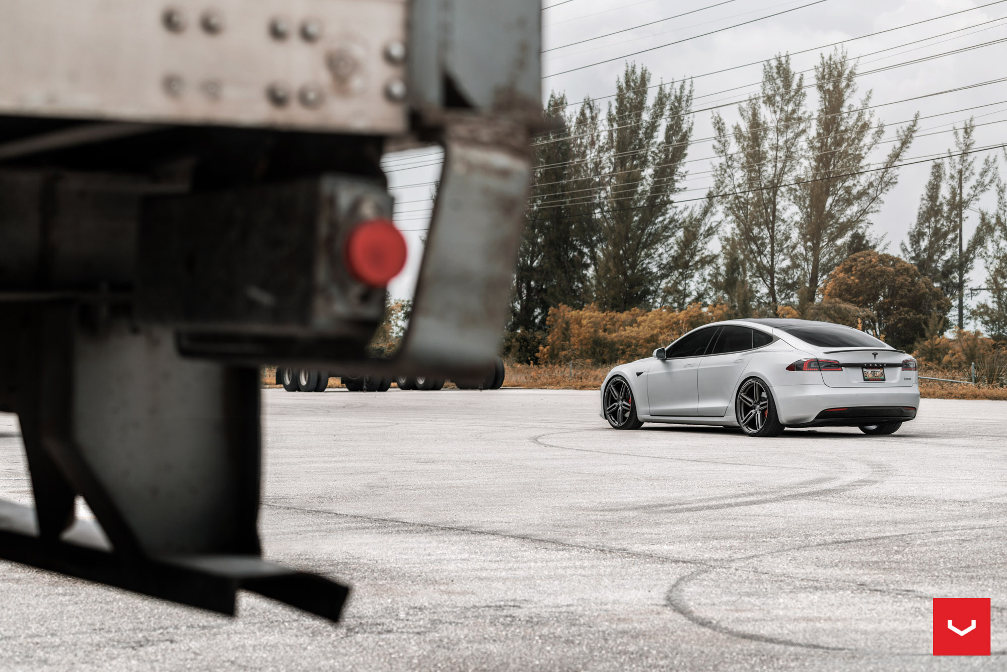 Gray Tesla Model S with Rear Lip Spoiler - Photo by Vossen