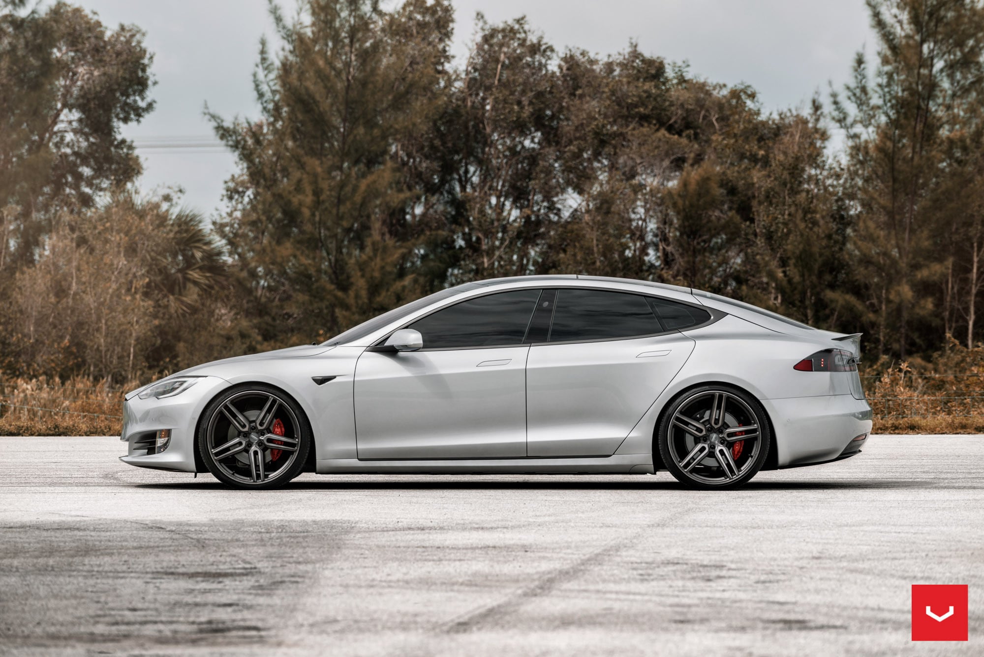Custom Gray Tesla Model S Side Skirts - Photo by Vossen