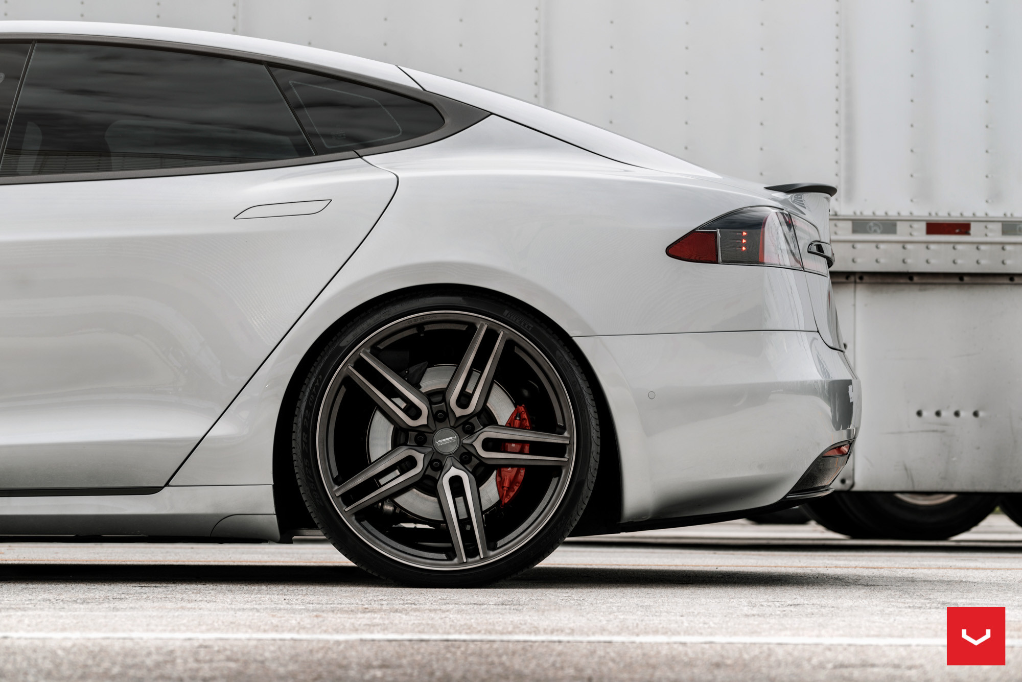 Gray Tesla Model S with Custom Vossen Rims - Photo by Vossen