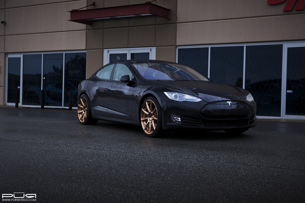 Crystal Clear Headlights on Black Tesla Model S - Photo by PUR Wheels