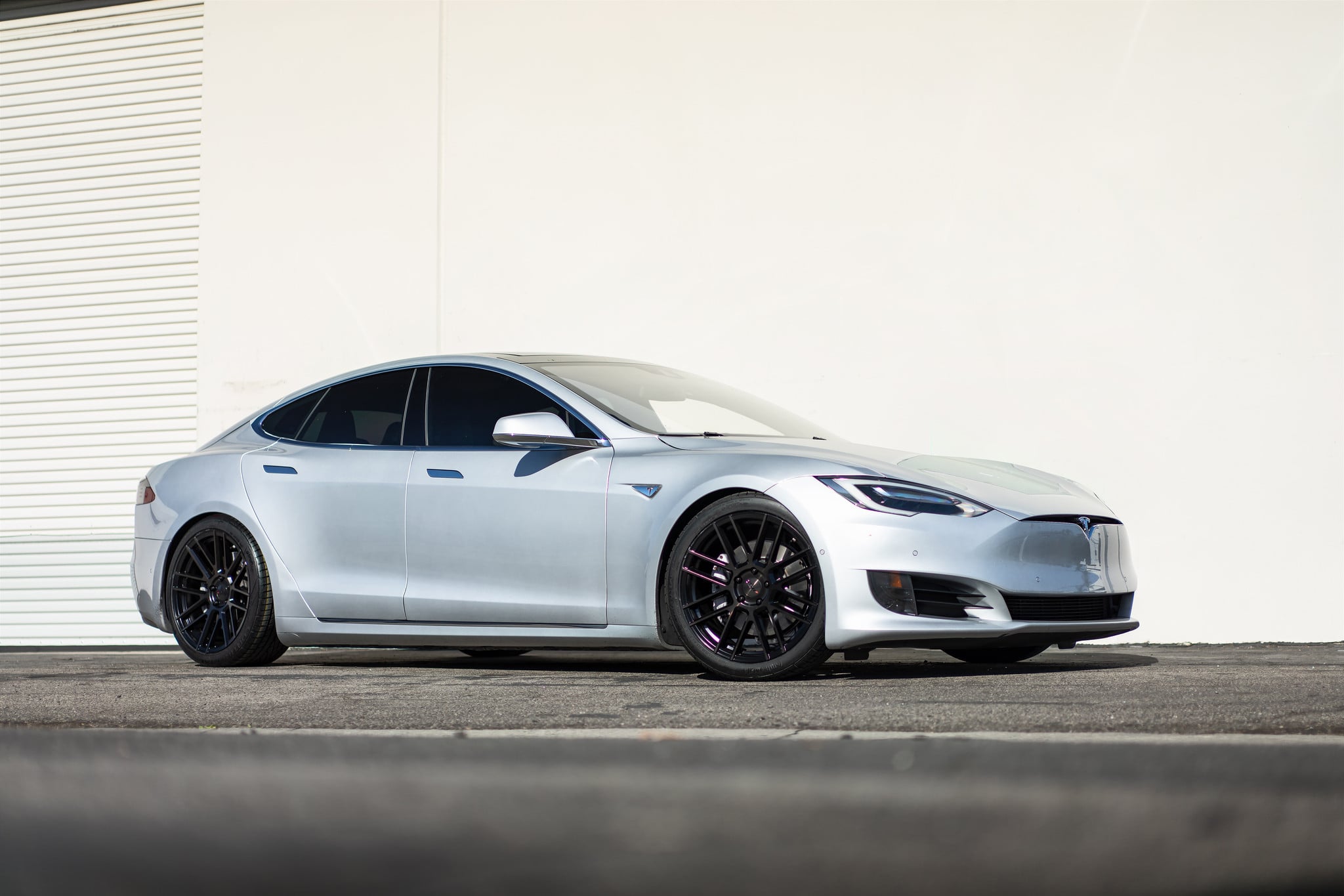 Custom Silver Tesla Model S Side Skirts - Photo by TSW Wheels