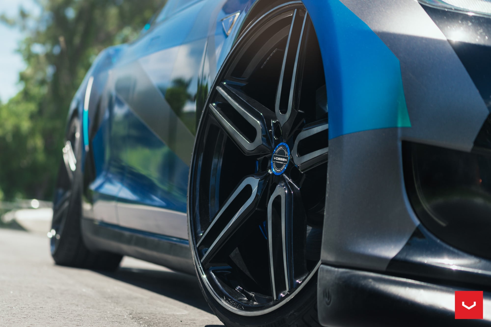 Forged Vossen Wheels on Custom Painted Tesla Model S - Photo by Vossen
