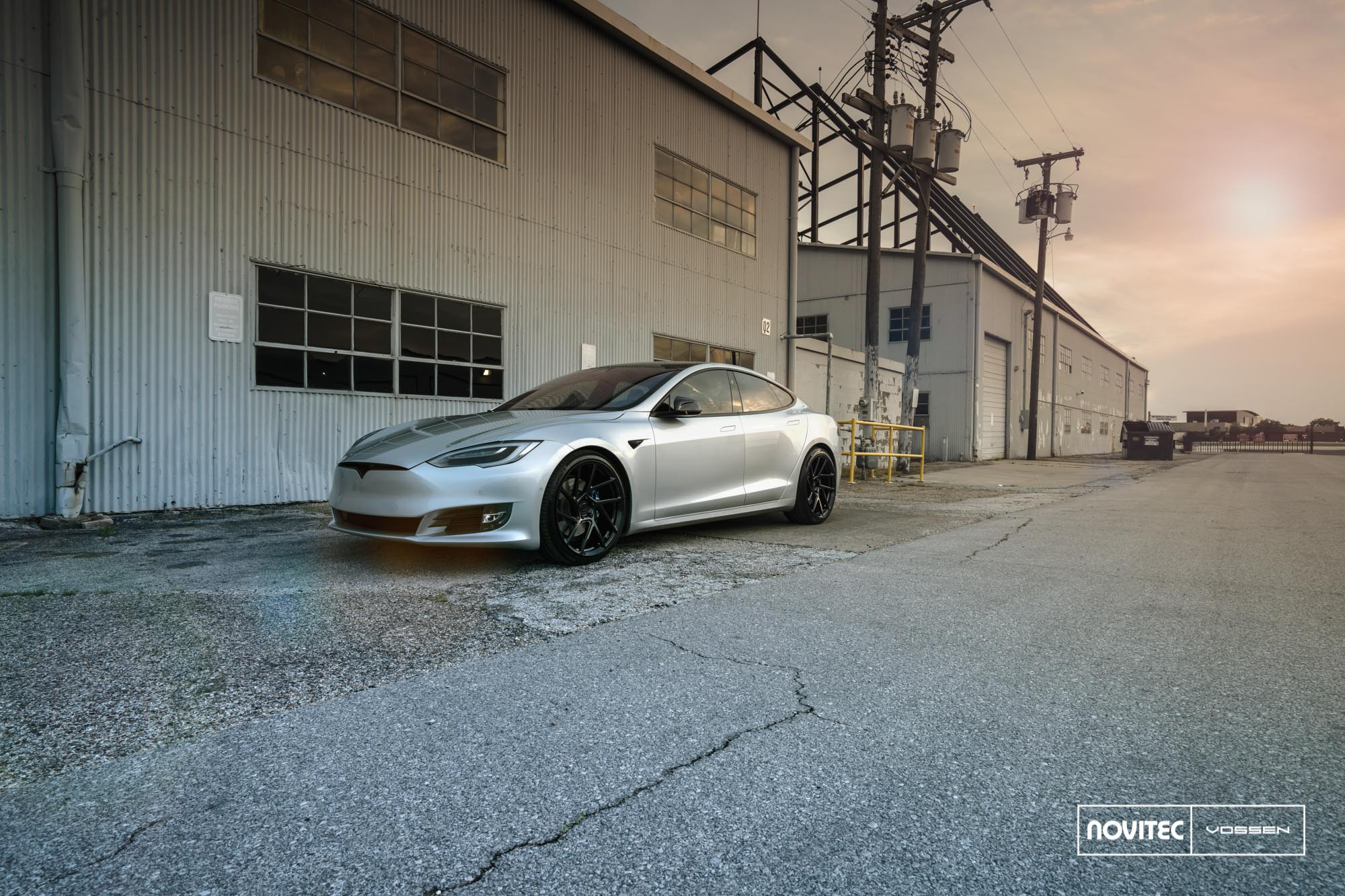 Aftermarket Front Bumper on Silver Tesla Model S - Photo by Vossen