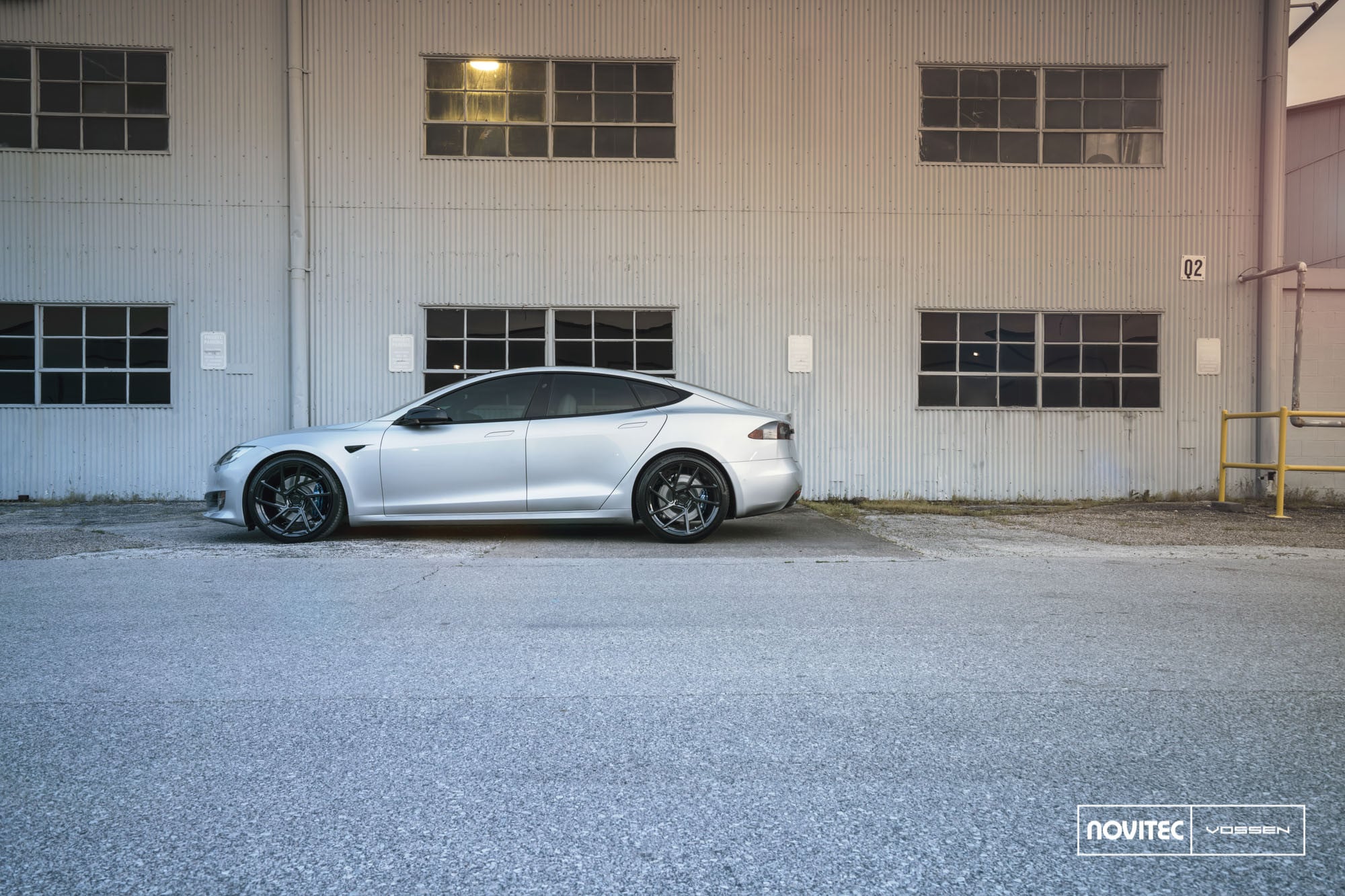 Silver Tesla Model S with Custom Side Skirts - Photo by Vossen