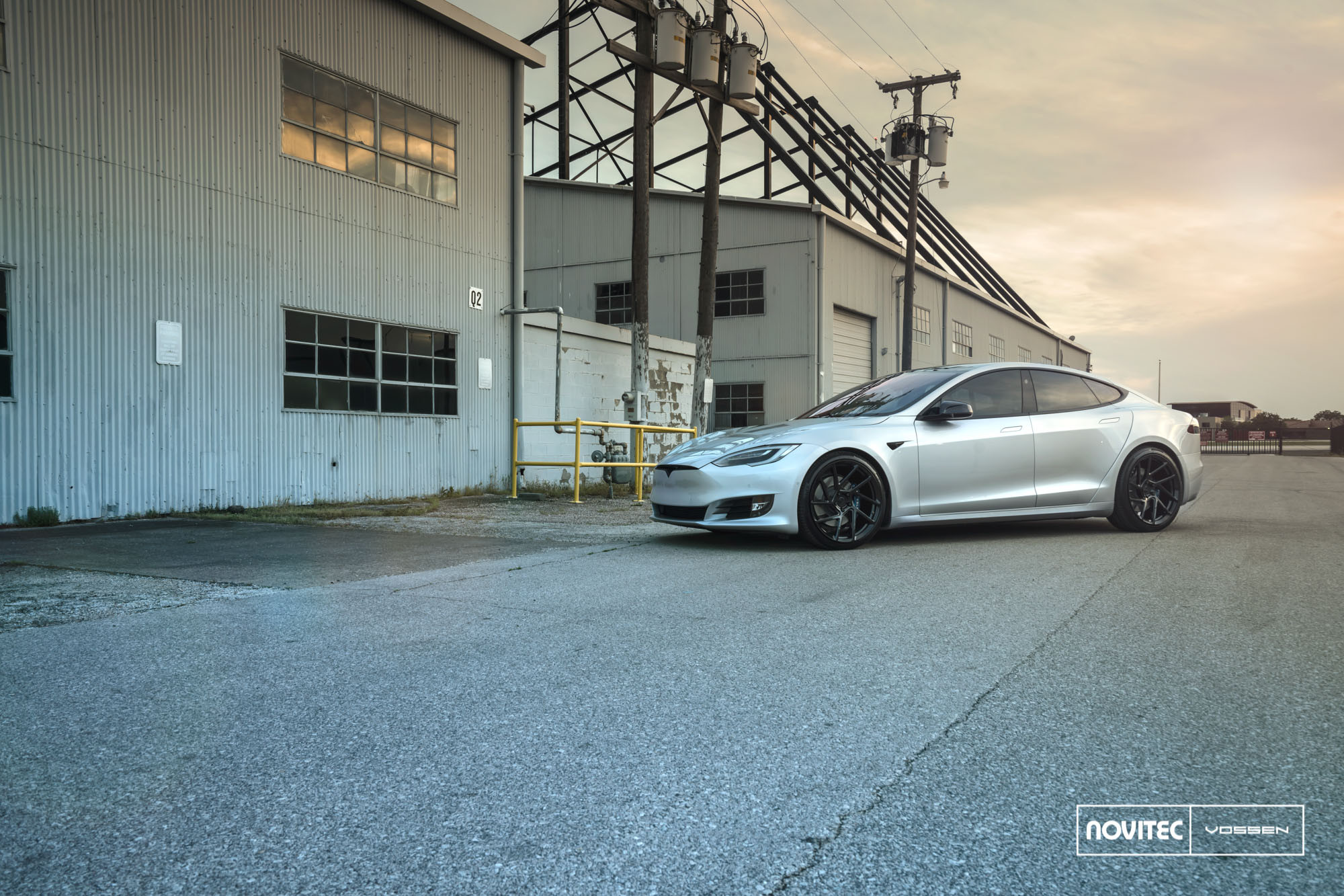 Dark Smoke Headlights on Silver Tesla Model S - Photo by Vossen