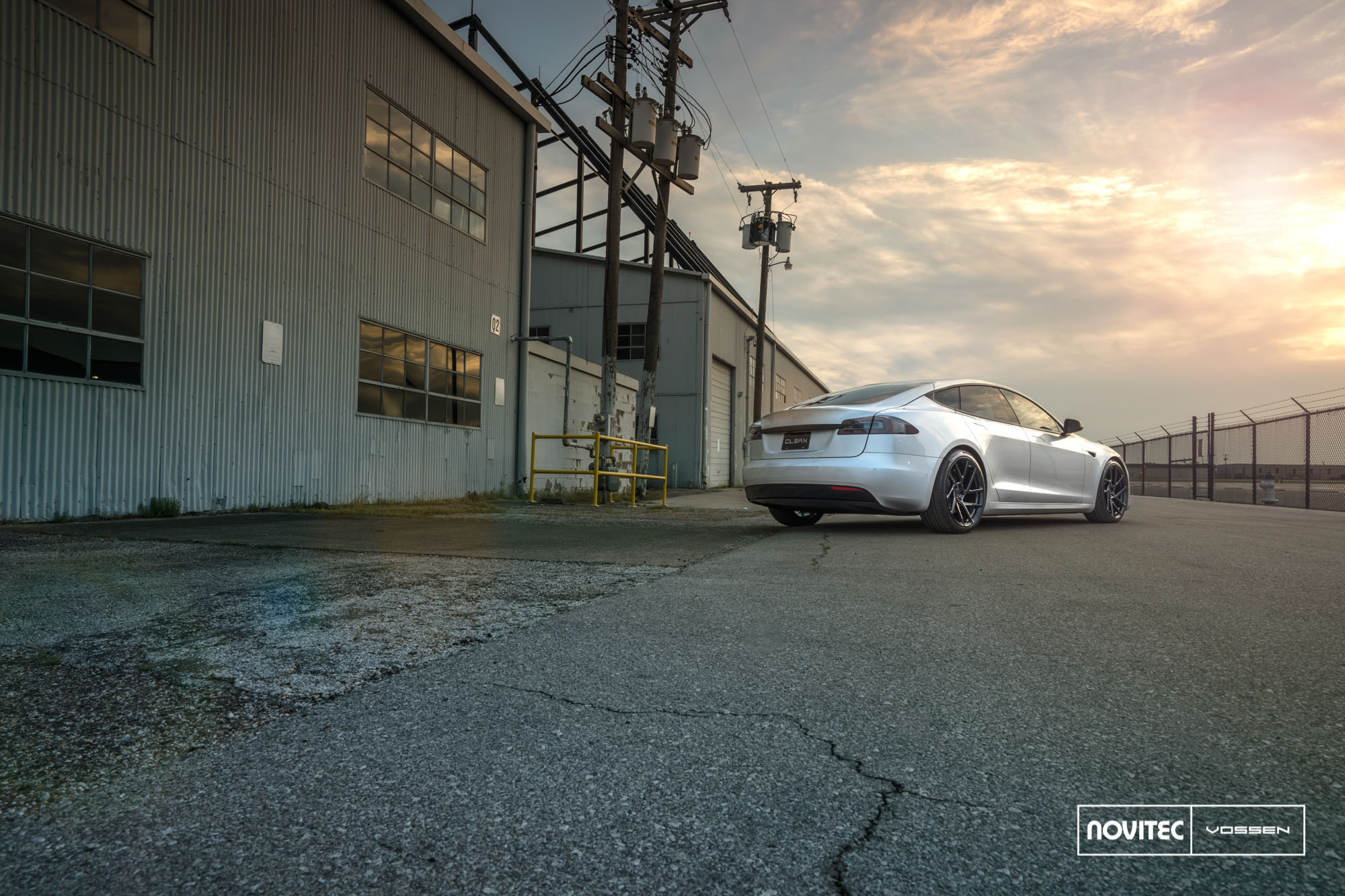 Silver Tesla Model S with Red Smoke Taillights - Photo by Vossen
