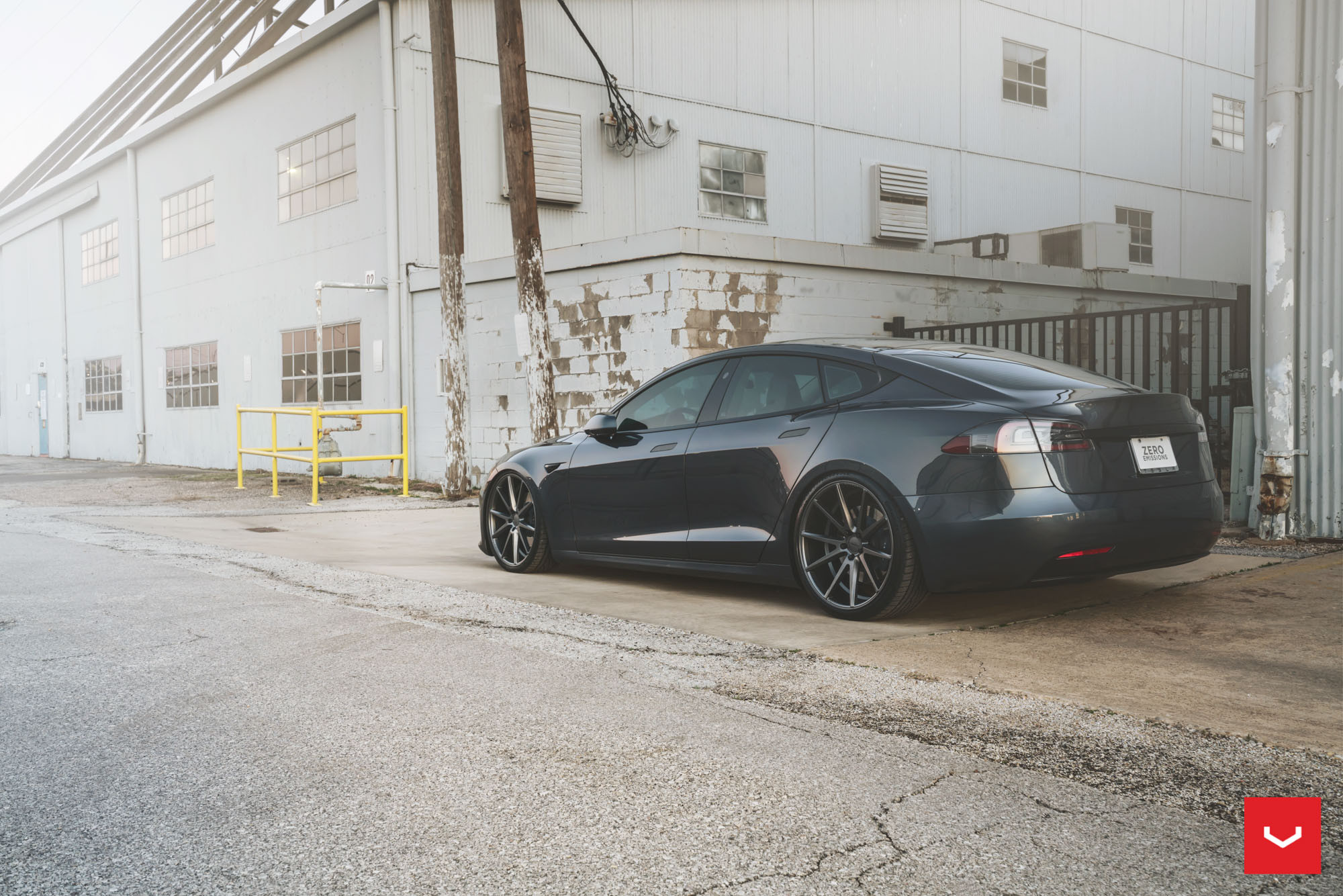 Gray Tesla Model S with Custom Taillights - Photo by Vossen