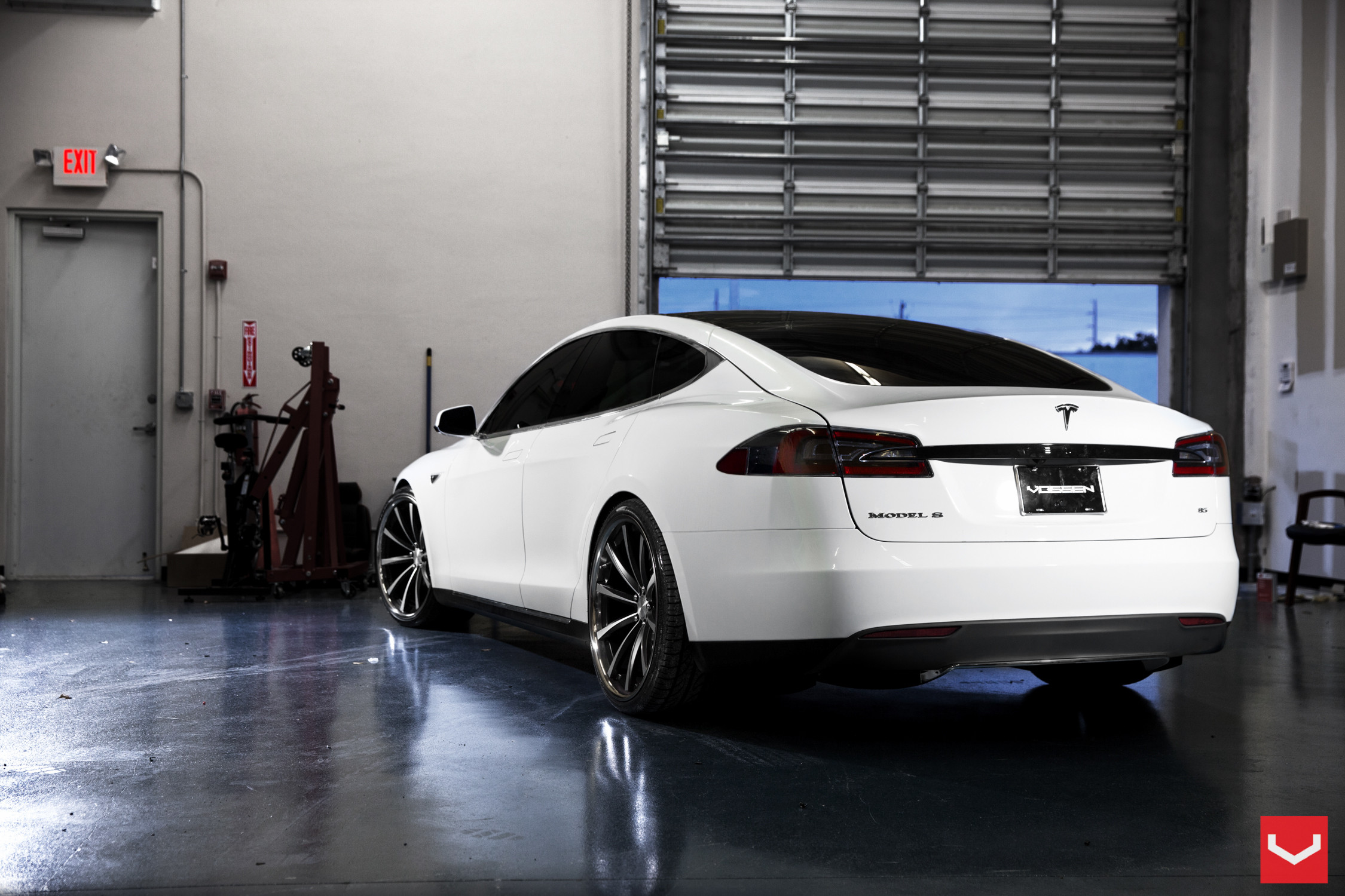 White Tesla Model S Rear Bumper Cover - Photo by Vossen