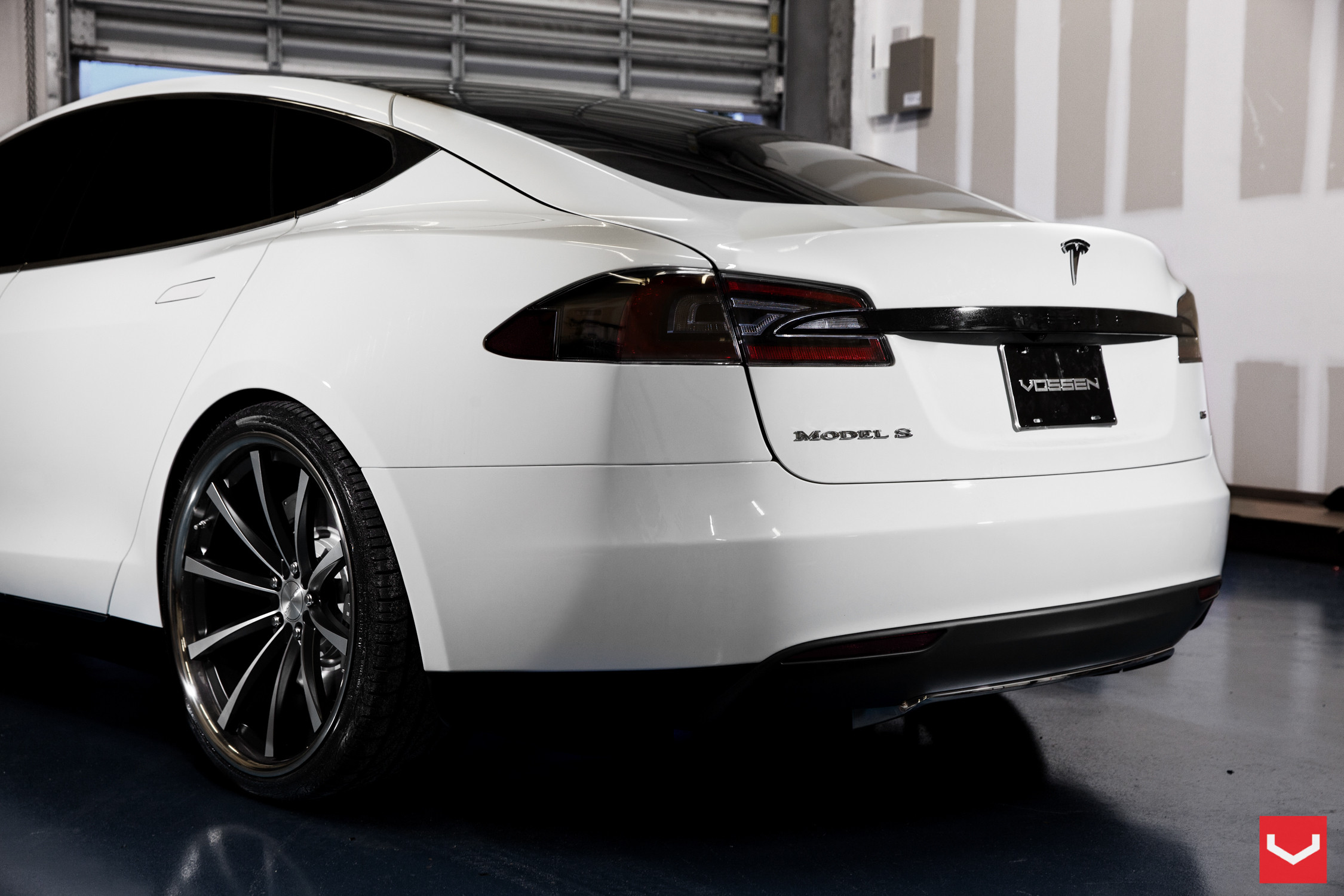 Custom Vossen Wheels on White Tesla Model S - Photo by Vossen