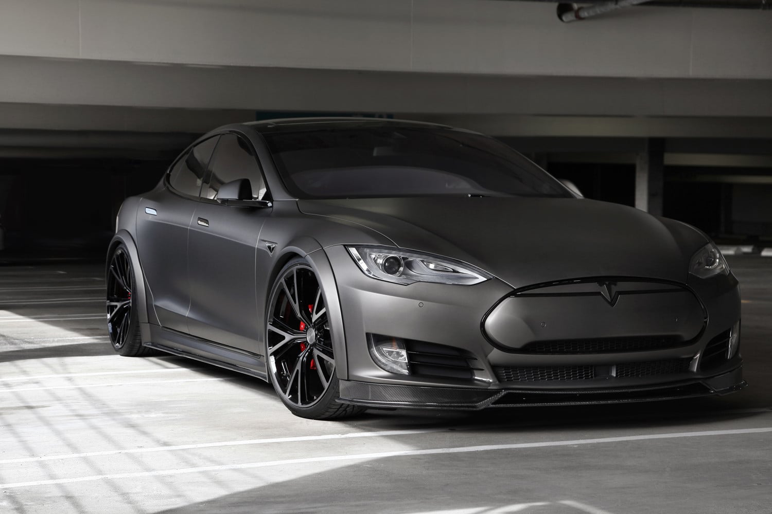 Tesla P90D Gets Custom Body kit Carbon Fiber Accents and Niche Wheels ...