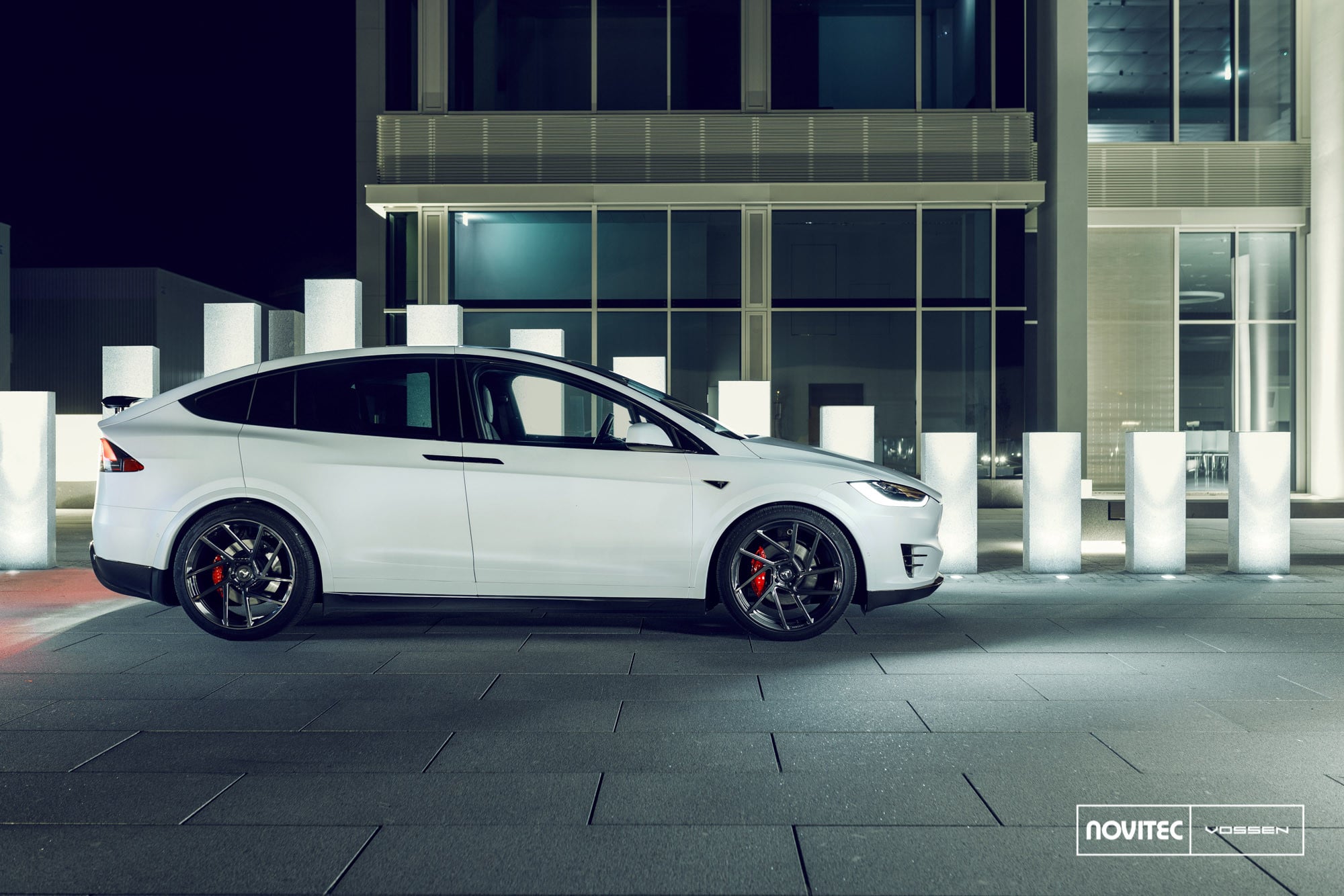 NV Vossen Forged Rims on White Tesla Model X - Photo by Vossen