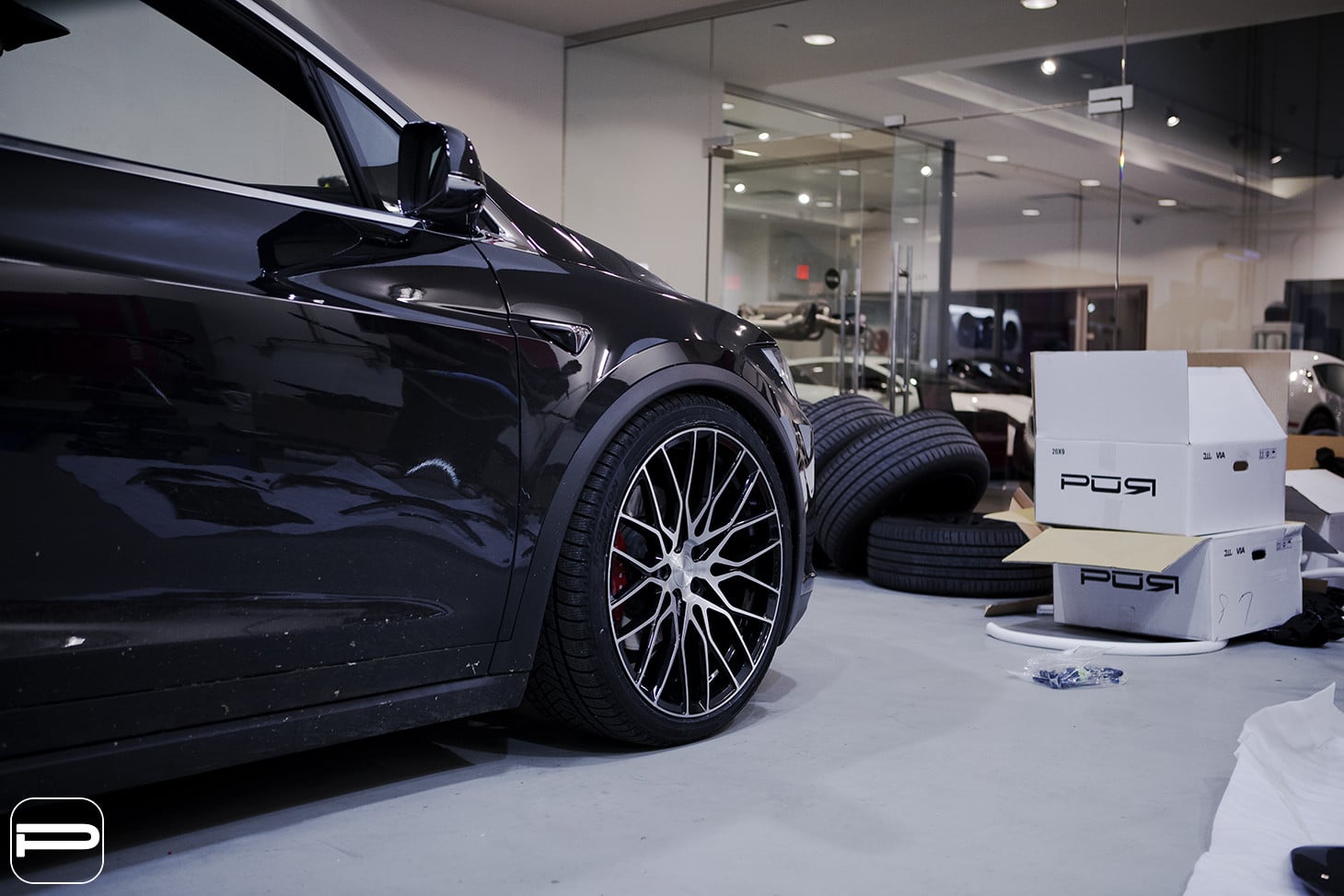 Black Tesla Model X with Custom PUR Wheels - Photo by PUR Wheels