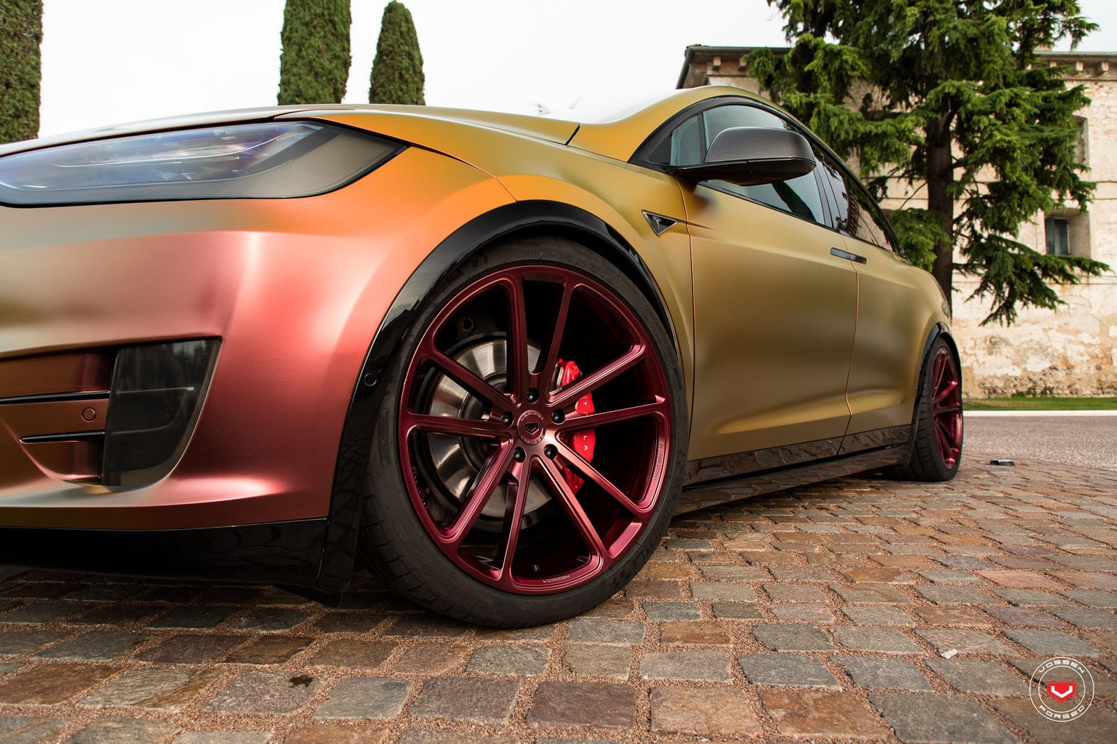 Michelin Tires on Chameleon Tesla Model X - Photo by Vossen