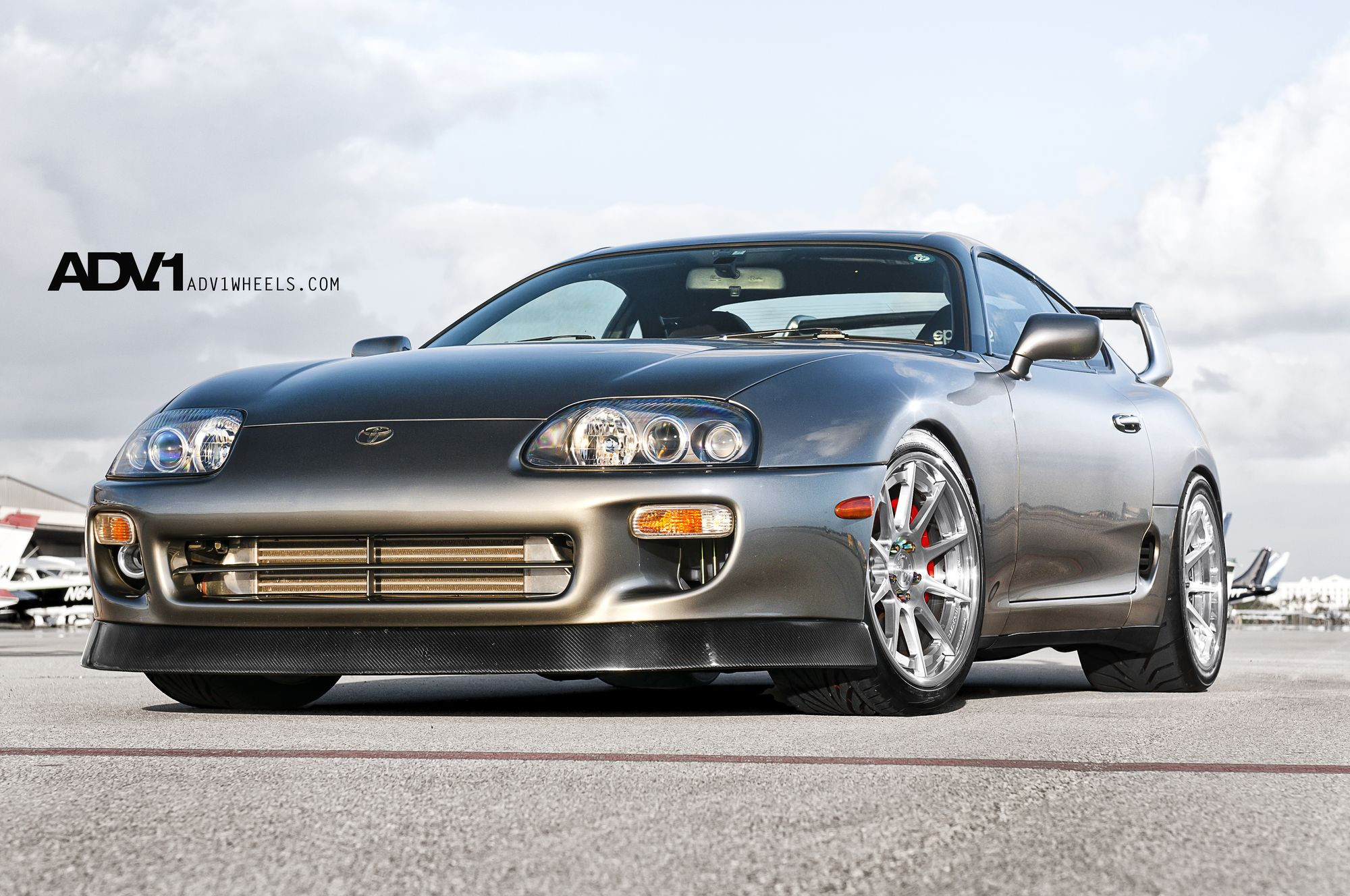 Gray Toyota Supra with Carbon Fiber Front Lip - Photo by ADV.1