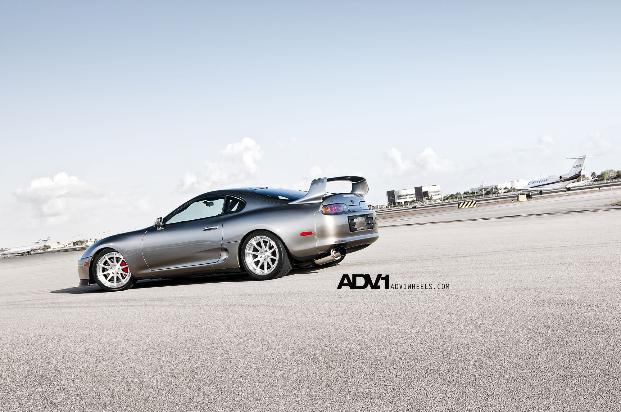 Large Wing Spoiler on Gray Toyota Supra - Photo by ADV.1