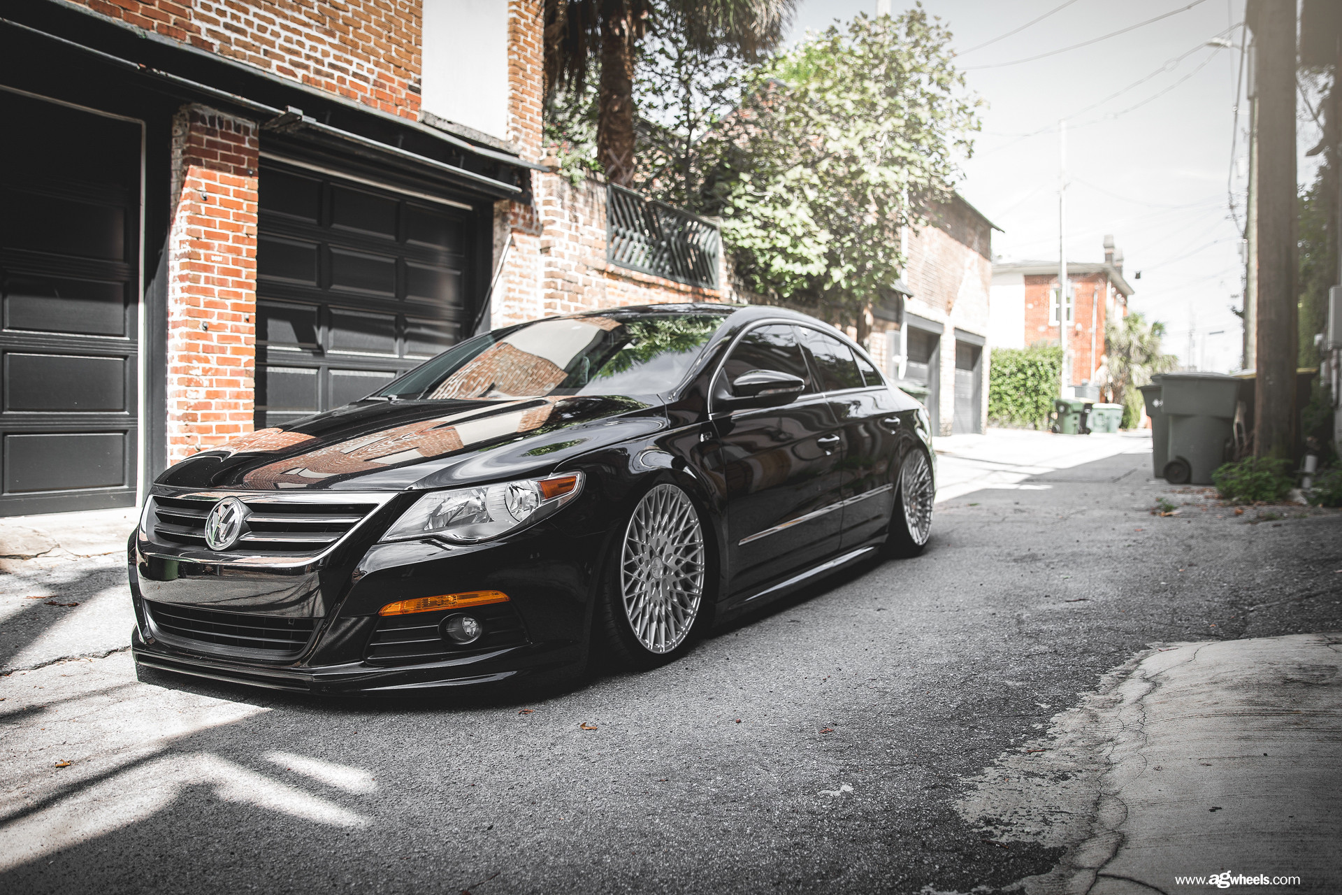 Aftermarket Front Bumper on Black VW CC - Photo by Avant Garde Wheels