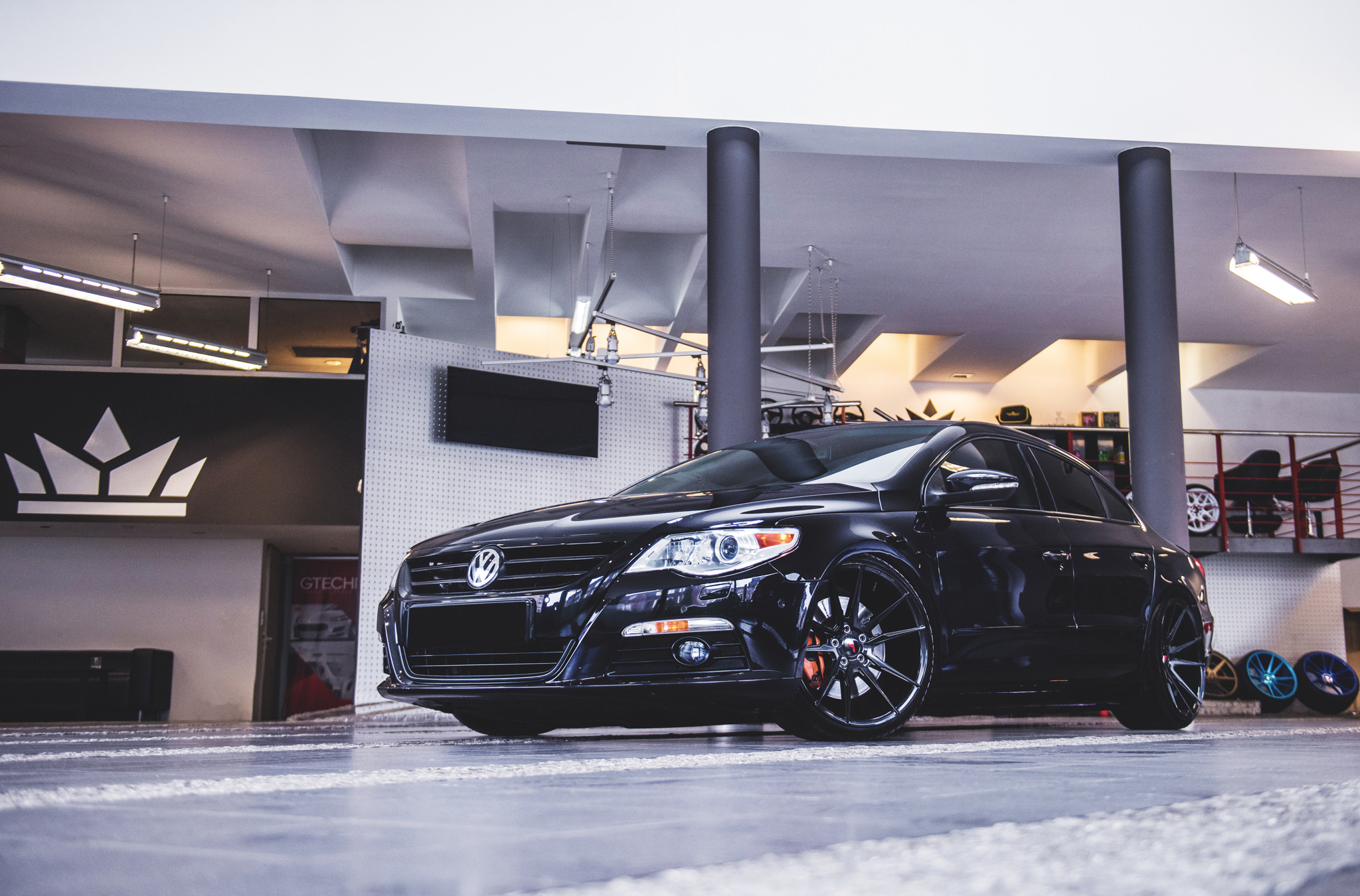 Front Bumper with Fog Lights on Black VW CC - Photo by JR Wheels
