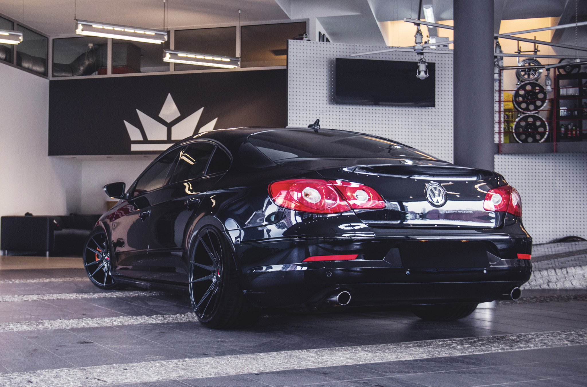 Black VW CC with Custom Rear Diffuser - Photo by JR Wheels