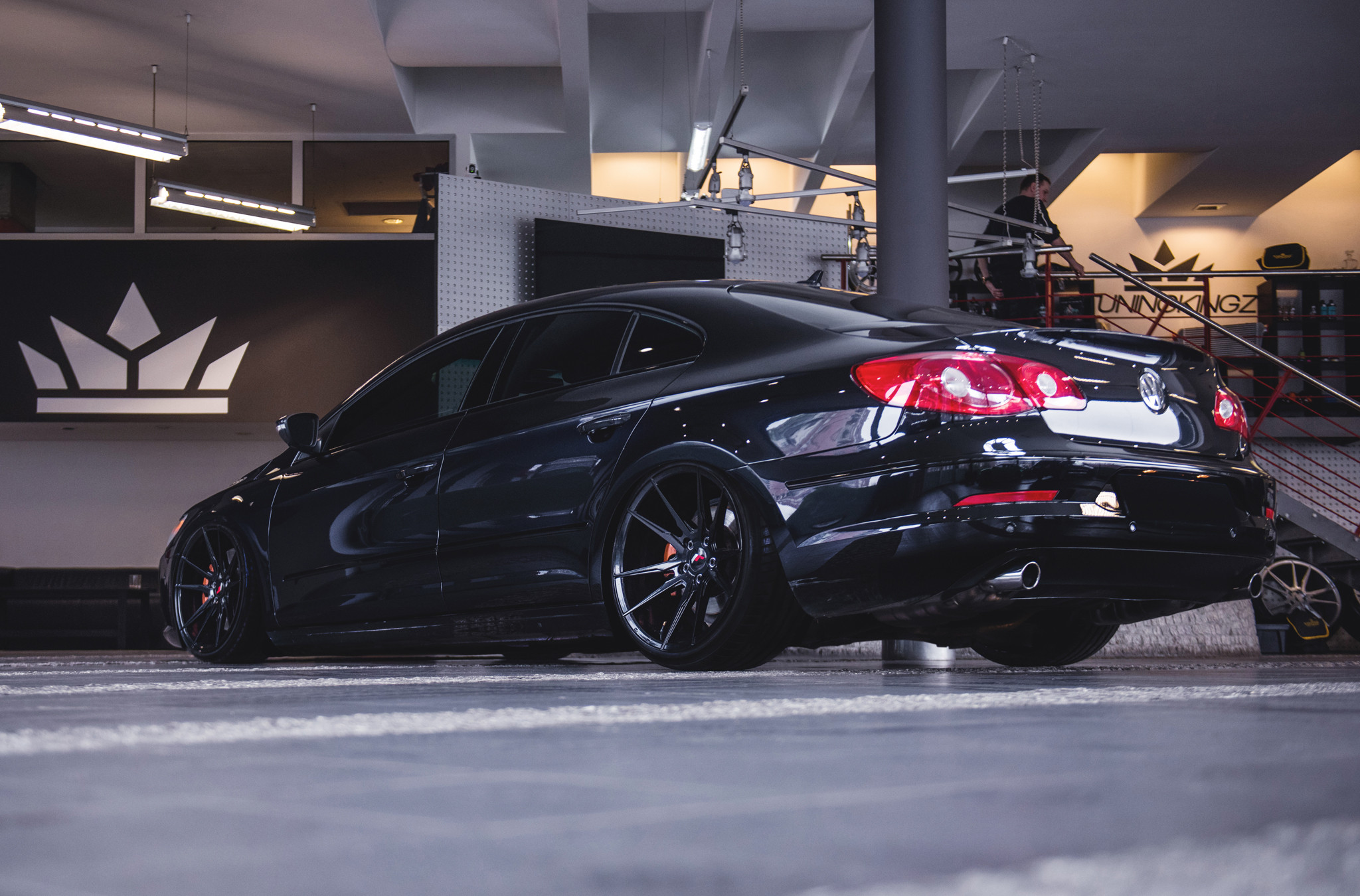 Aftermarket Red Taillights on Black VW CC - Photo by JR Wheels
