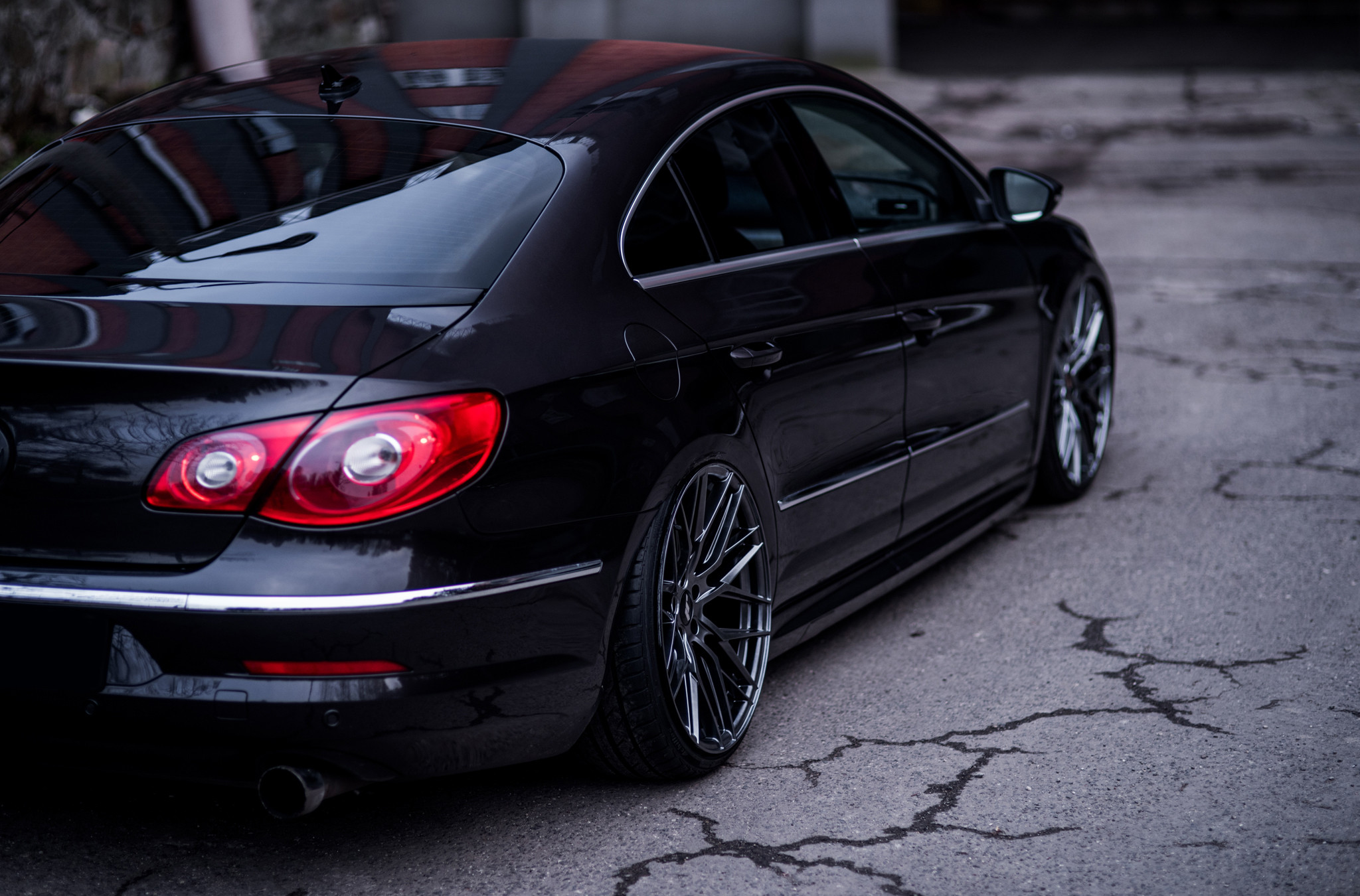 Black VW CC with Red LED Taillights - Photo by JR Wheels