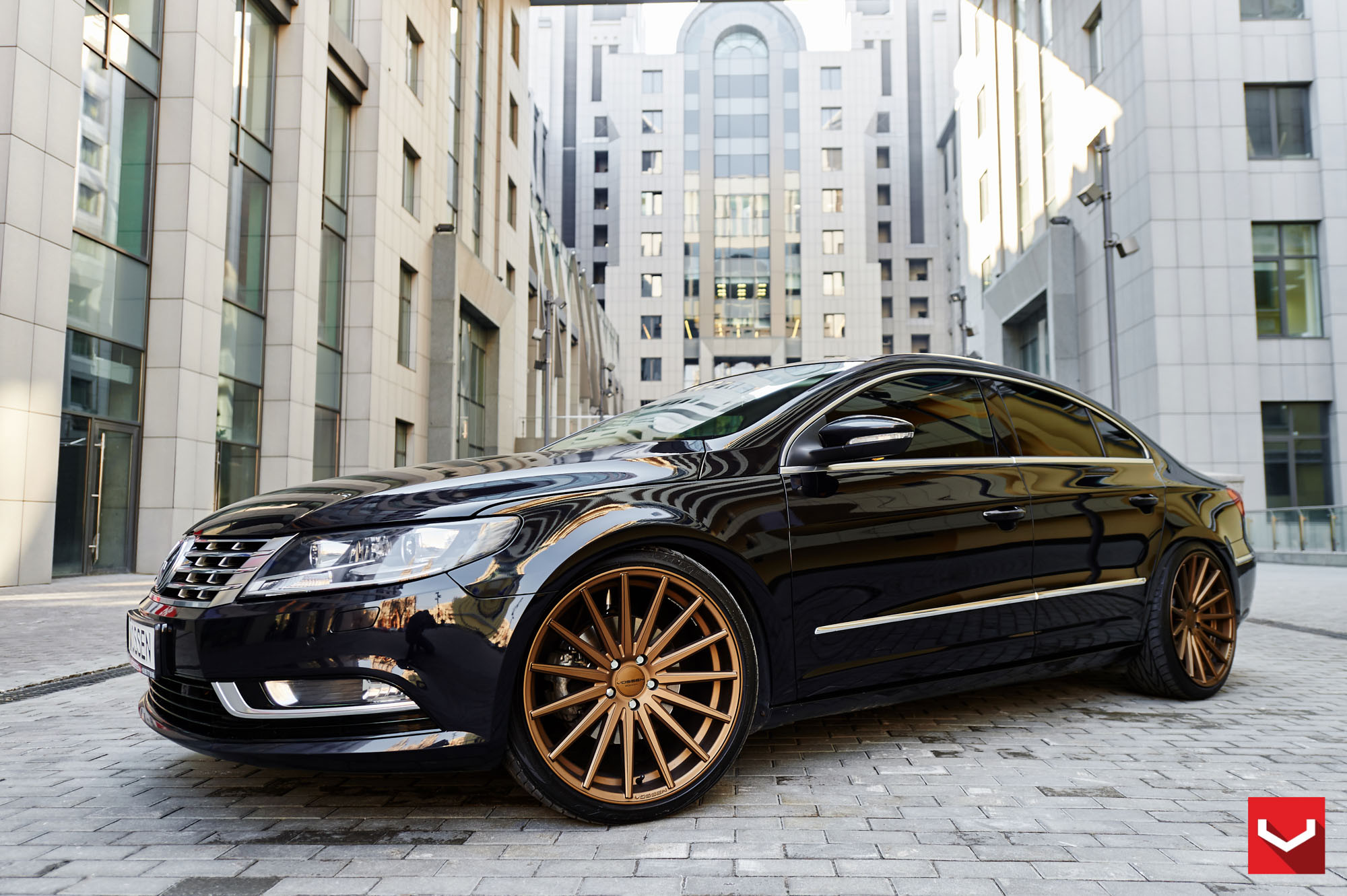 Custom Chrome Grille on Black VW CC - Photo by Vossen