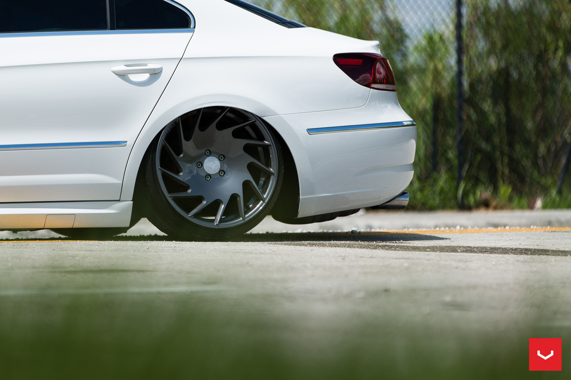 Dark Smoke VLE Wheels on White Volkswagen CC - Photo by Vossen