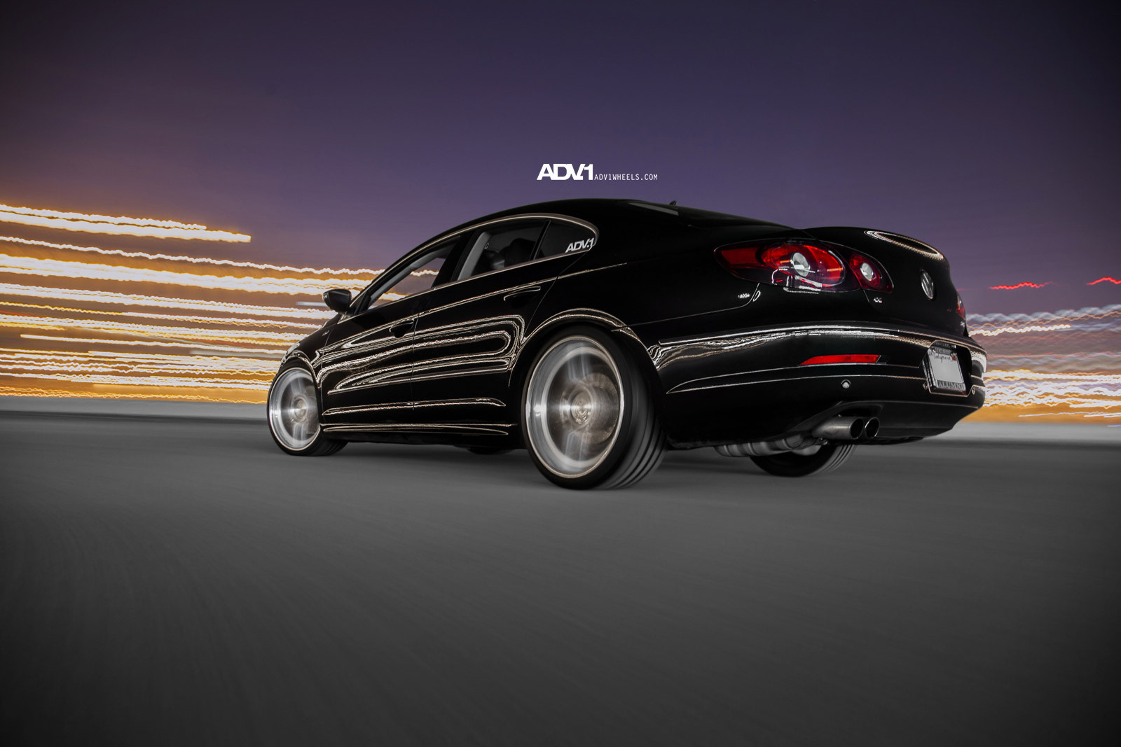Red LED Taillights on Black VW CC - Photo by ADV.1