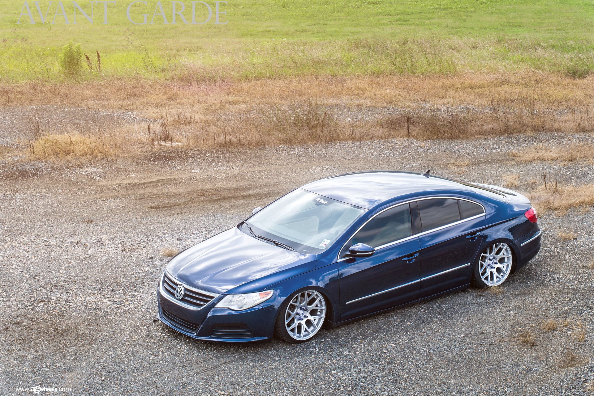 Polished Avant Garde Wheels on Blue VW CC - Photo by Avant Garde Wheels