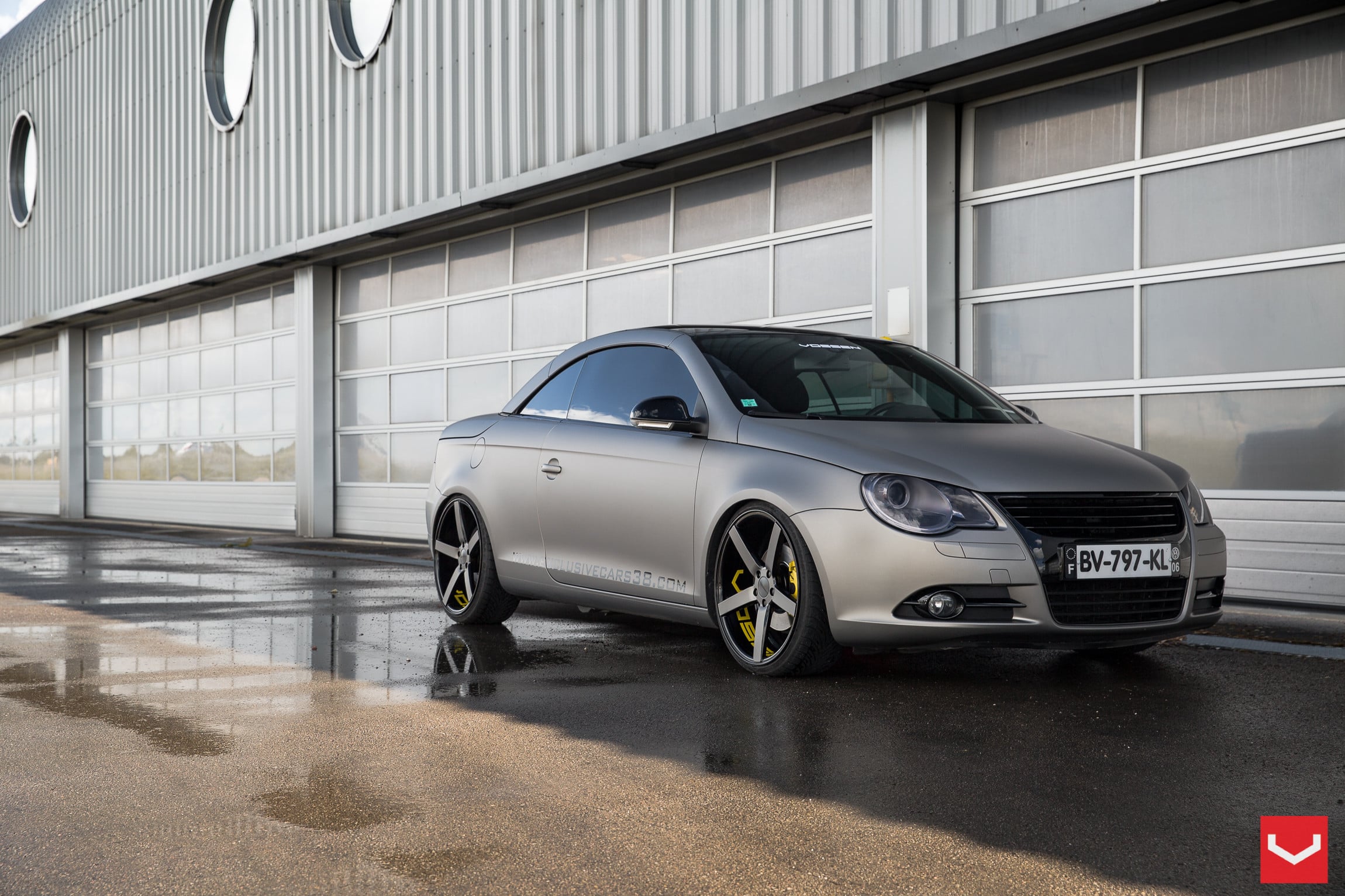 Gray Matte VW EOS with Custom Front Bumper - Photo by Vossen