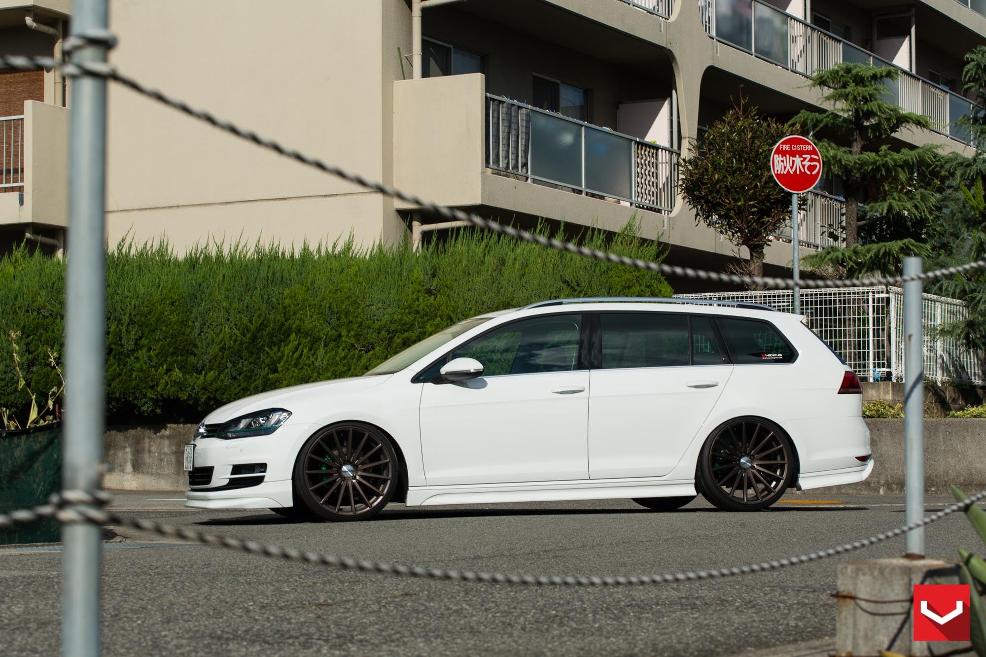 Base Rack System on White VW Golf - Photo by Vossen