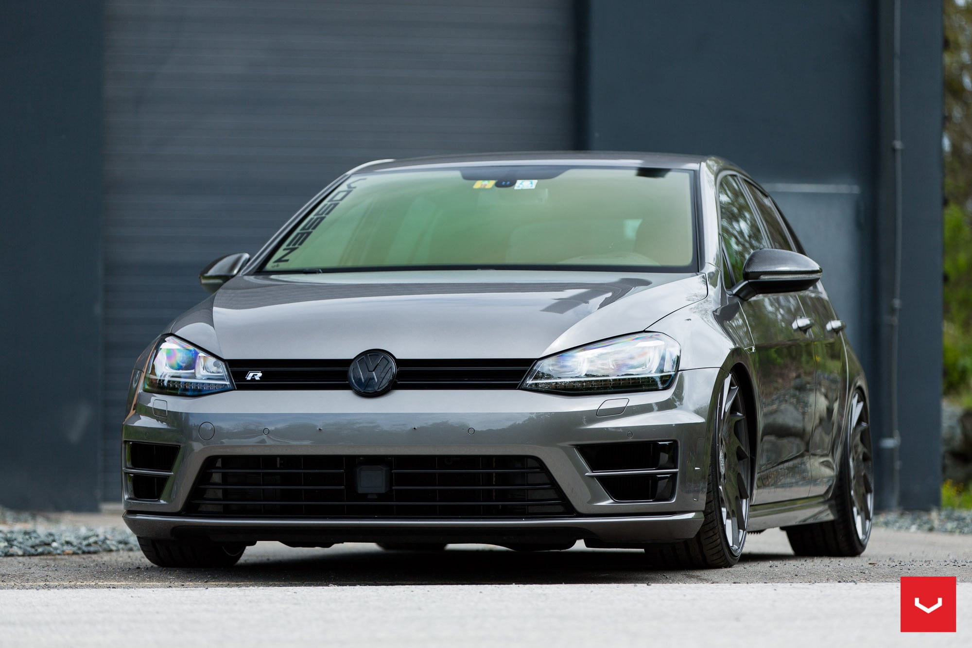 Custom Gray VW Golf with Front Lip - Photo by Vossen