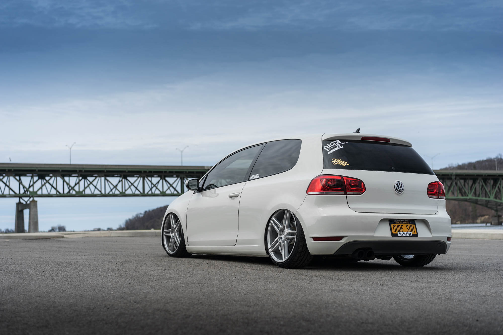 Roofline Spoiler with Light on White VW Golf - Photo by Niche