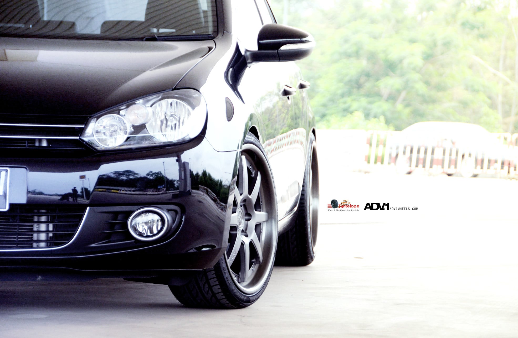 Matte Silver ADV1 Wheels on Black VW Golf - Photo by ADV.1