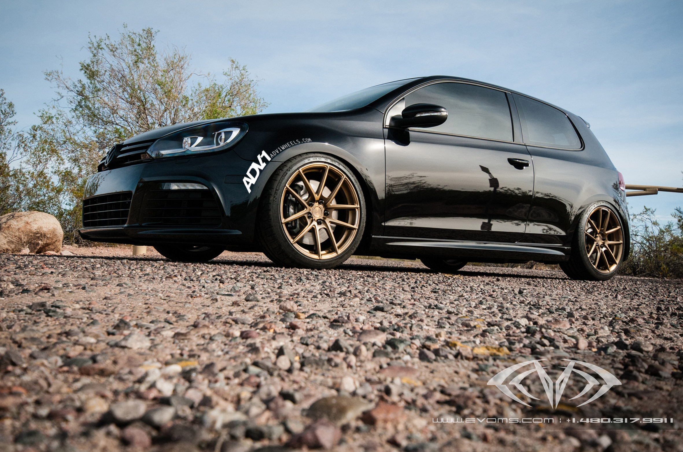 Custom ADV1 Wheels on Black VW Golf - Photo by ADV.1