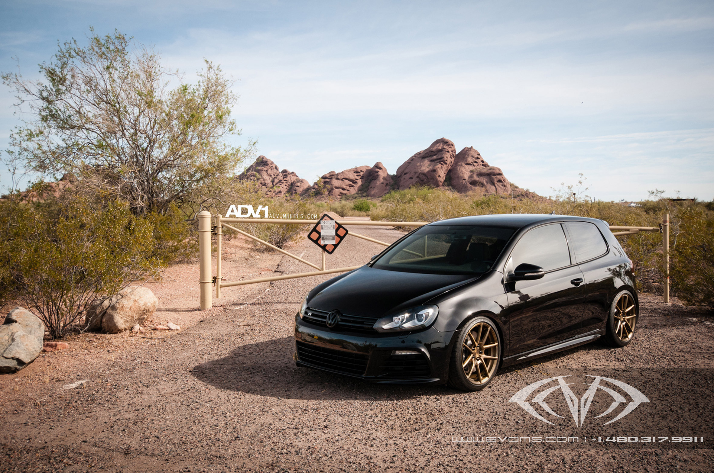 Manbronze ADV1 Wheels on Black VW Golf - Photo by ADV.1