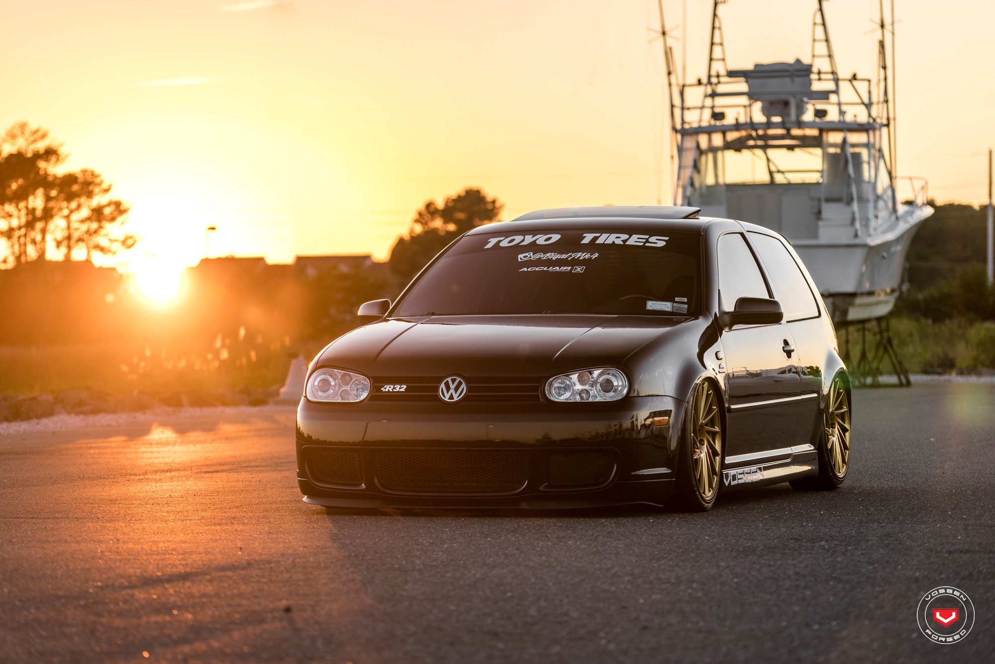Vossen Wheels Beautify Custom Black Stanced VW Golf GTI R32 | CARiD.com ...
