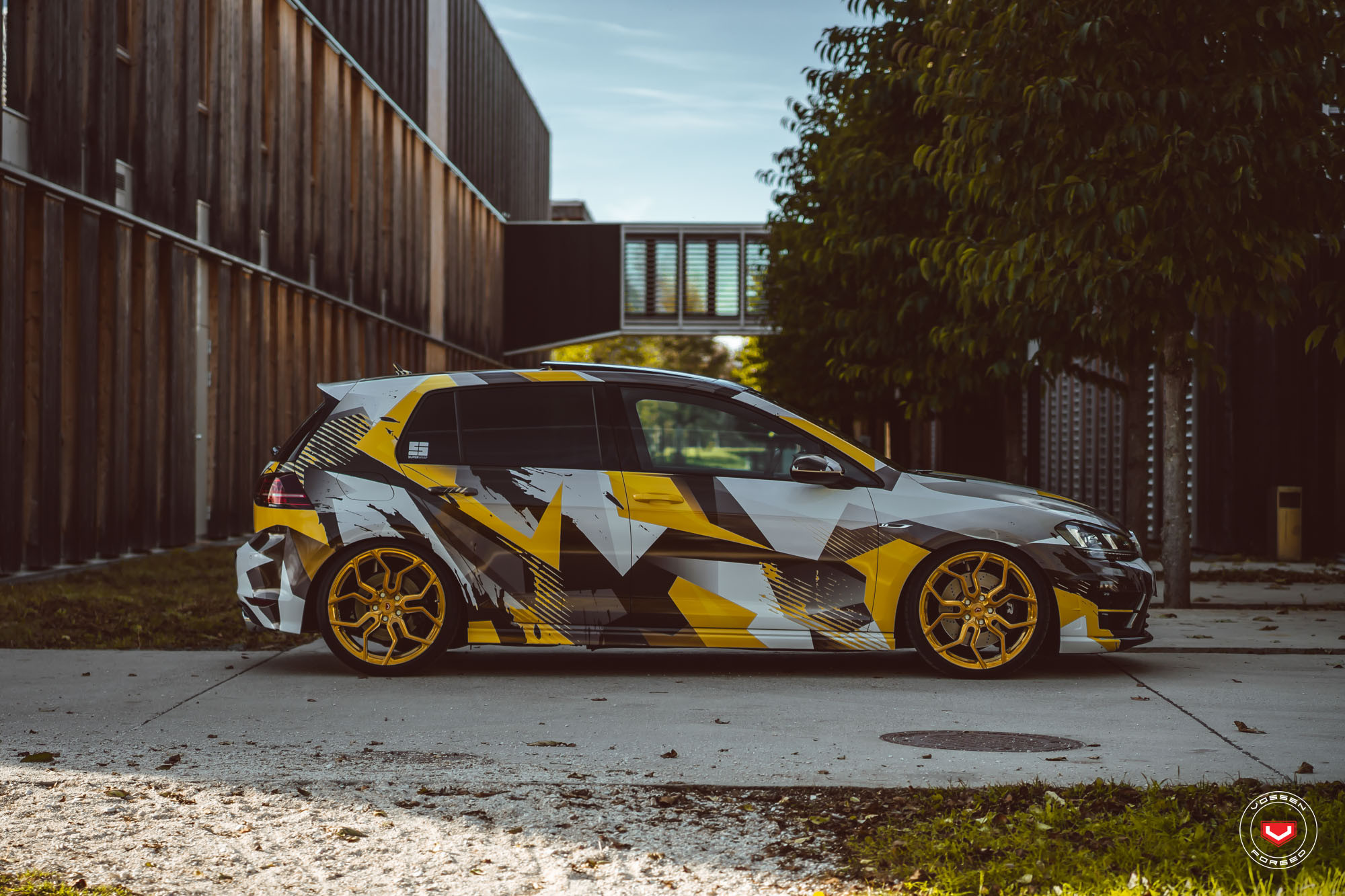 Custom Painted VW Golf R Side Skirts - Photo by Vossen