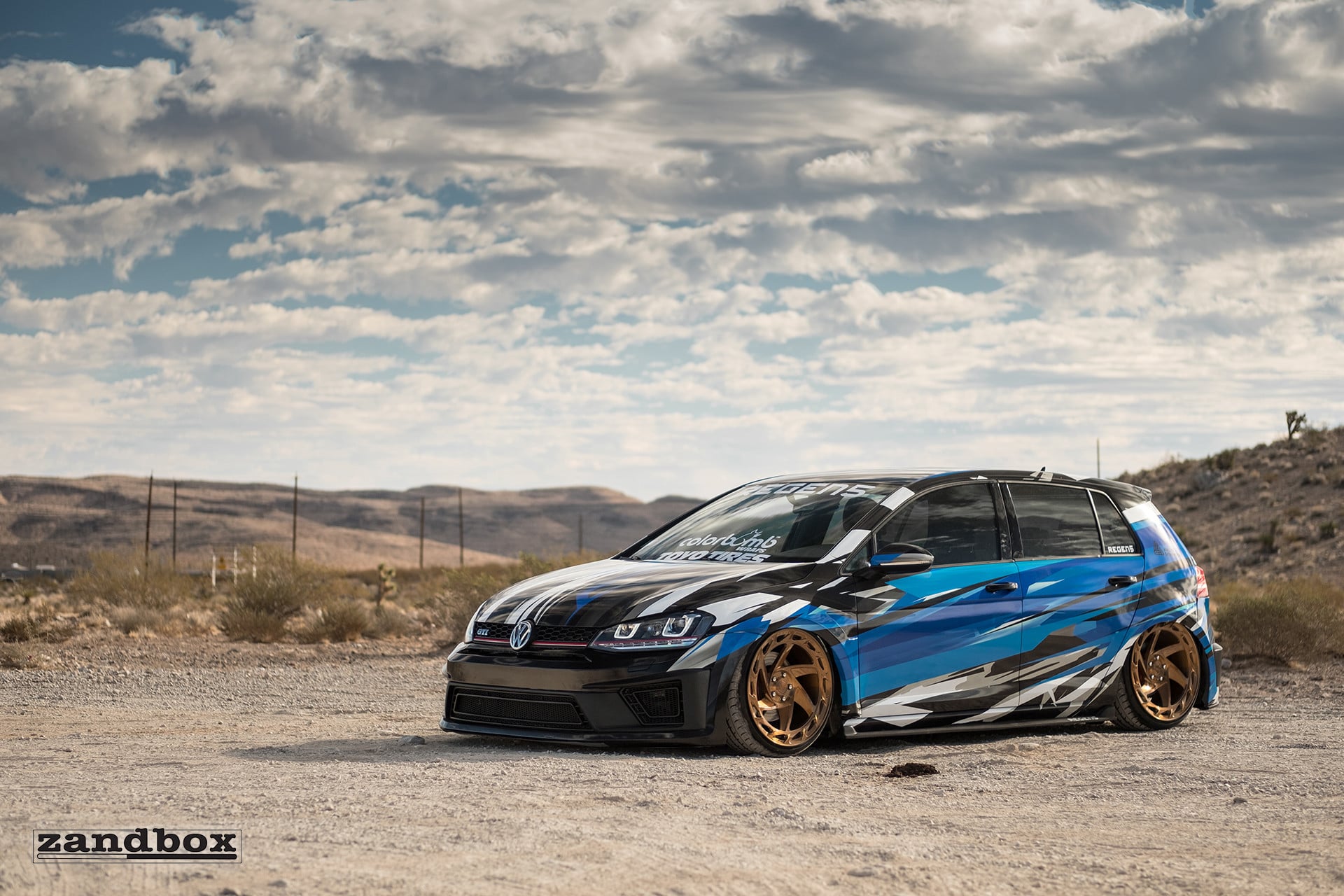 Custom Painted VW Golf with LED-Bar Style Headlights - Photo by zandbox
