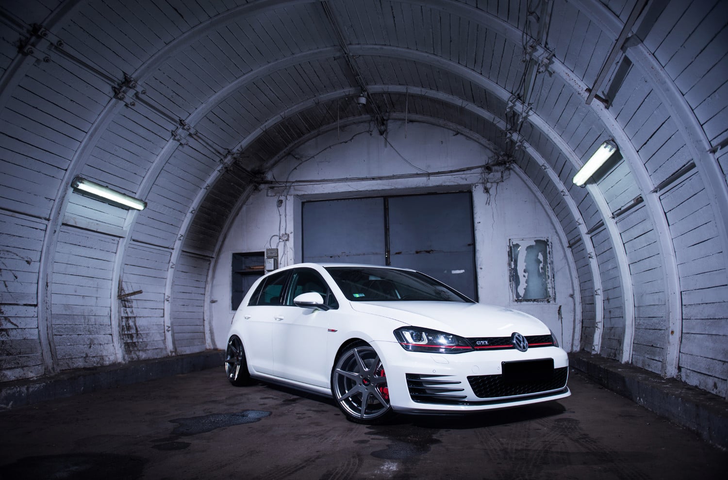 White VW Golf GTI with Custom Front Bumper - Photo by JR Wheels