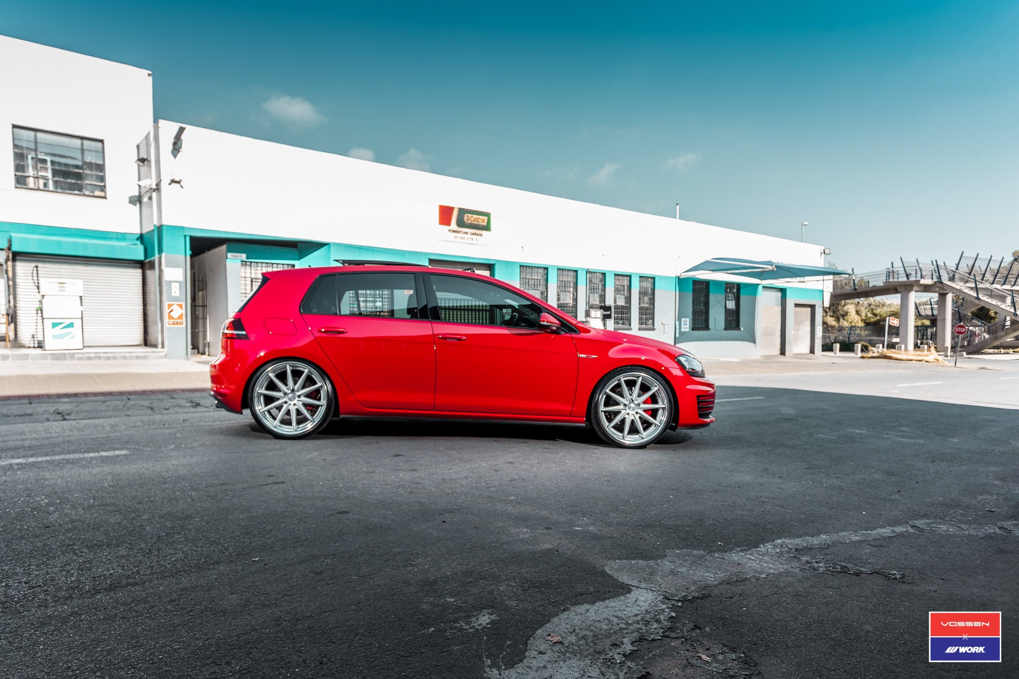 Custom Red VW Golf Side Skirts - Photo by Vossen