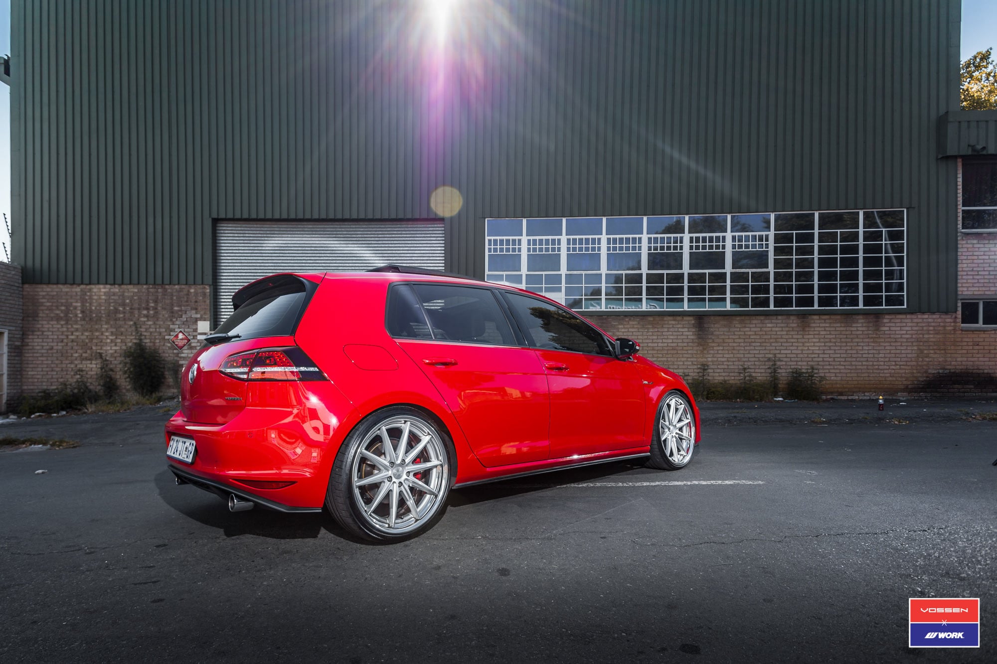 Roofline Spoiler on Red VW Golf - Photo by Vossen