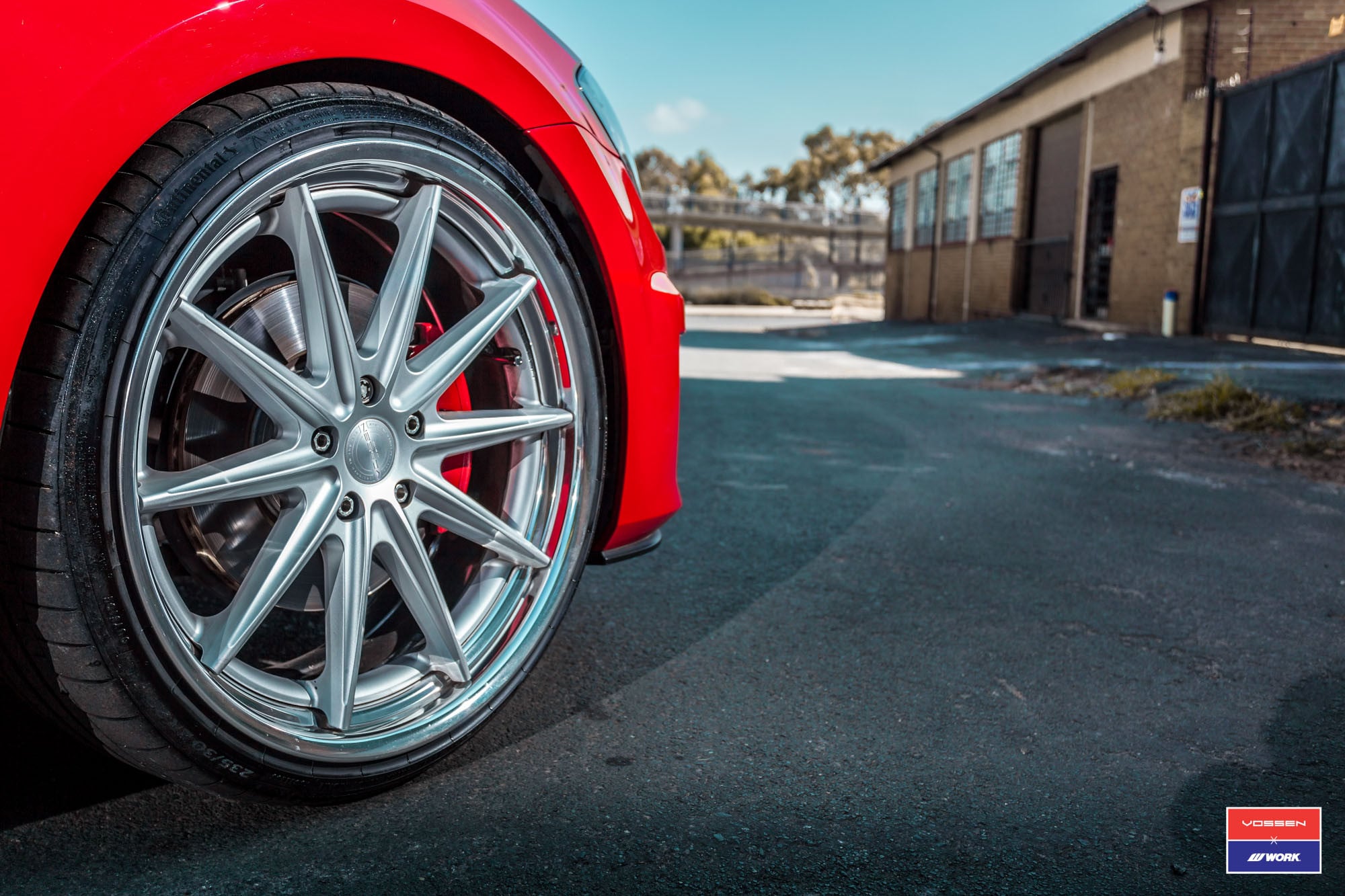 Red VW Golf with Custom Chrome Vossen Wheels - Photo by Vossen