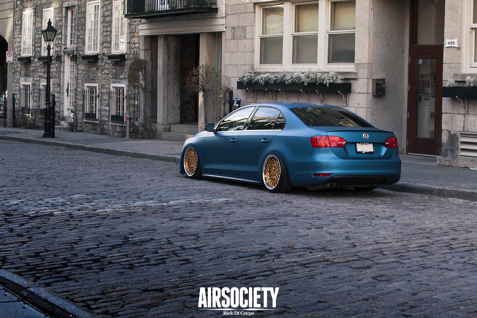 Custom Rear Diffuser on Matte Blue VW Jetta - Photo by Avant Garde Wheels