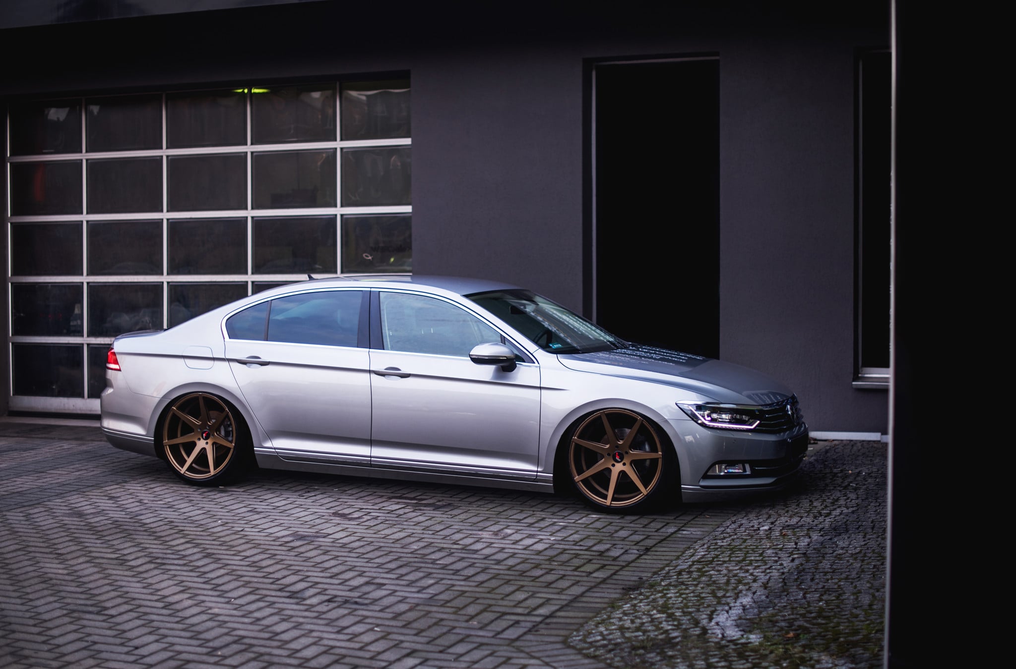 Custom Gray VW Passat Side Skirts - Photo by JR Wheels