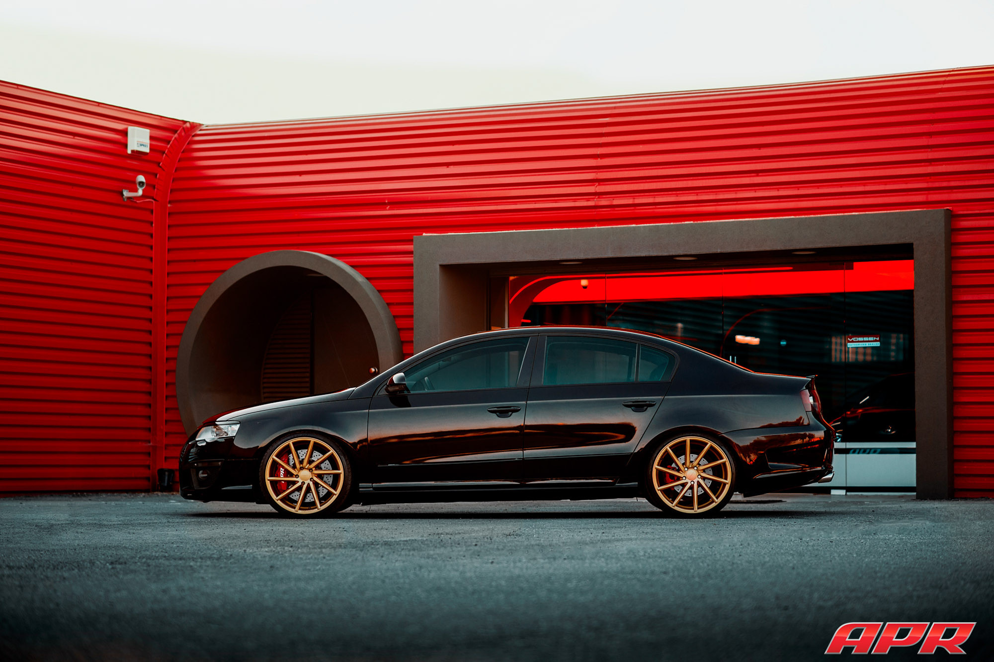 Custom Black VW Passat Side Skirts - Photo by Vossen