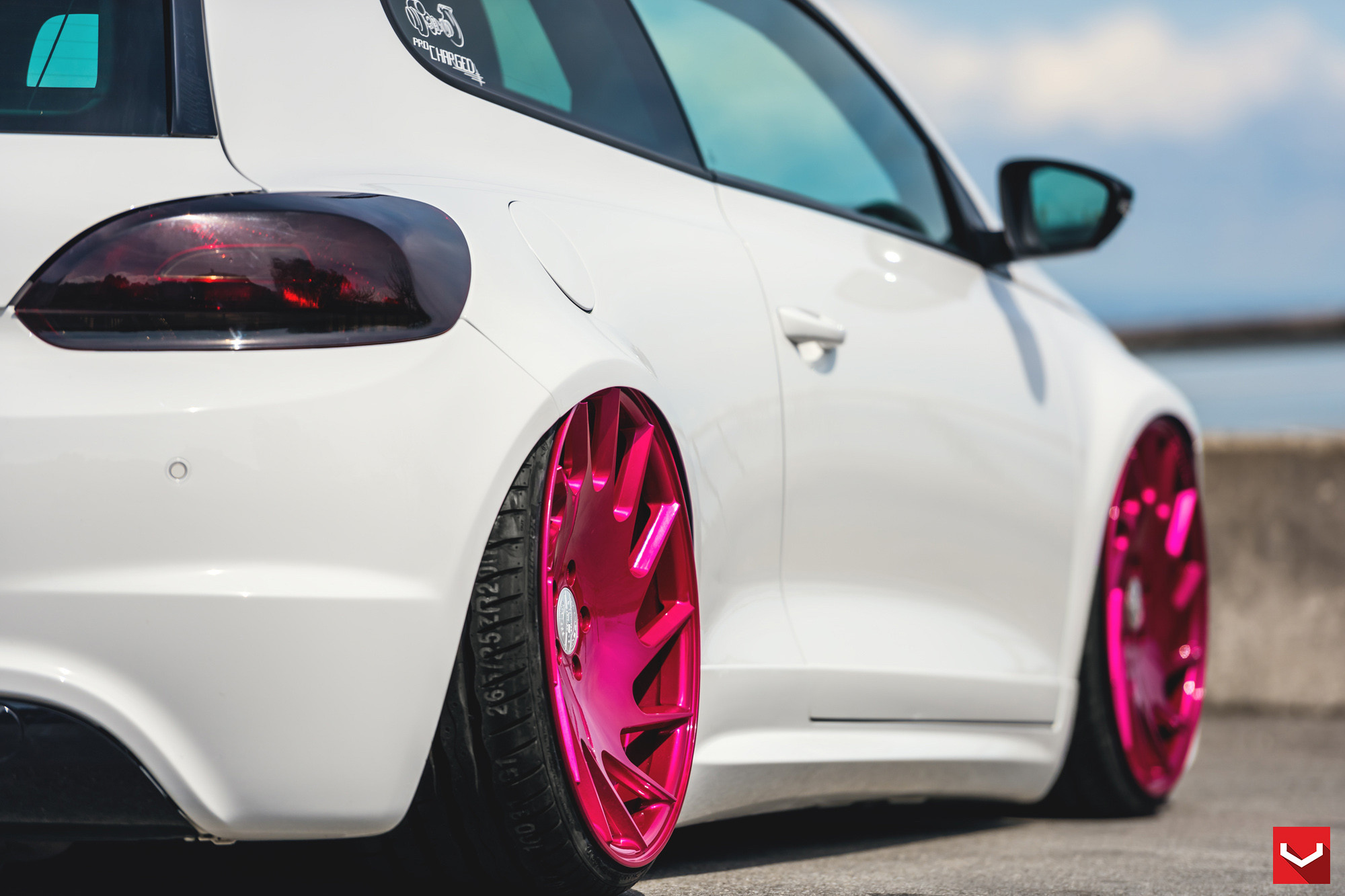 Custom VLE Vossen Wheels on White VW Scirocco - Photo by Vossen