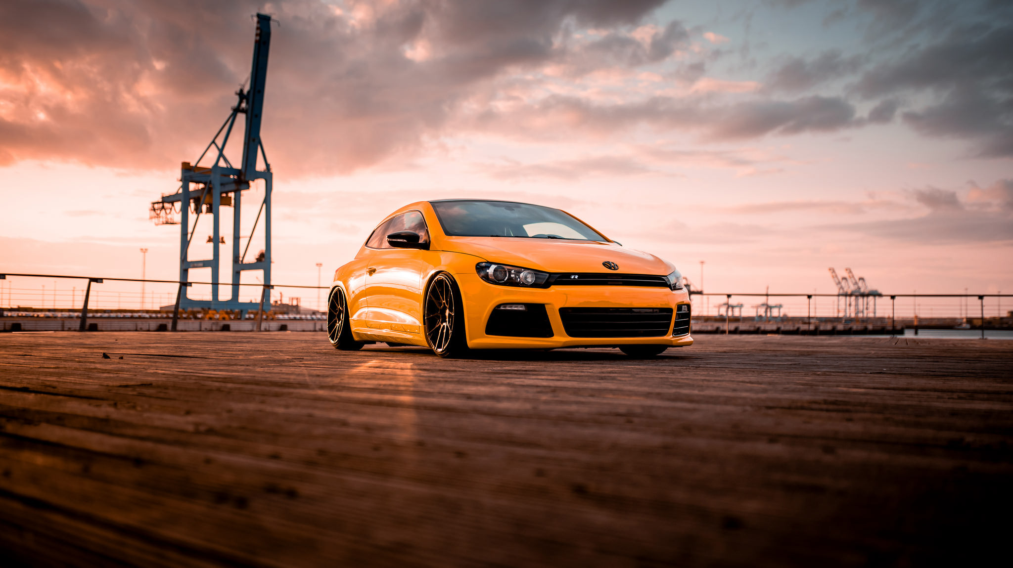Orange VW Scirocco with Custom Front Bumper - Photo by Niche Road Wheels
