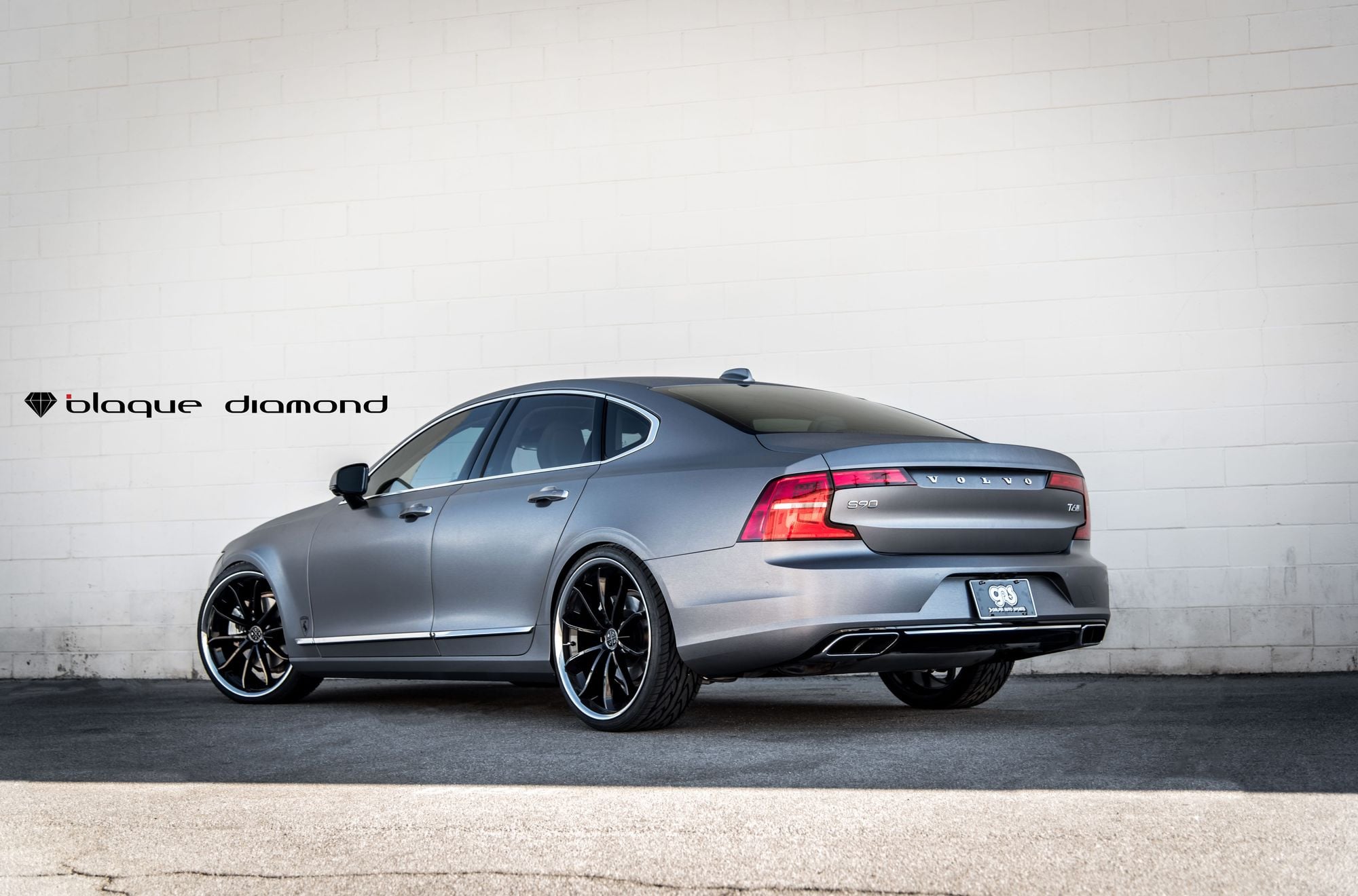 Aftermarket Rear Diffuser on Gray Matte Volvo S90 - Photo by Blaque Diamond
