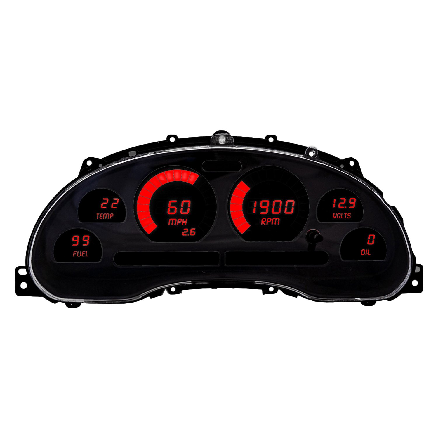 Ford Mustang Digital Dash Panel for 1994-2004 Gauges by Intellitronix Red LEDs