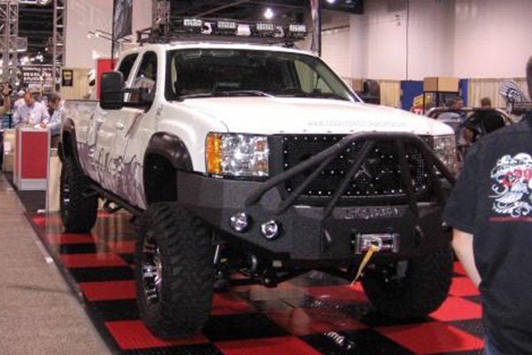 Iron Bull Bumpers® - GMC Sierra 2500 2008 Full Width Black Front Winch ...